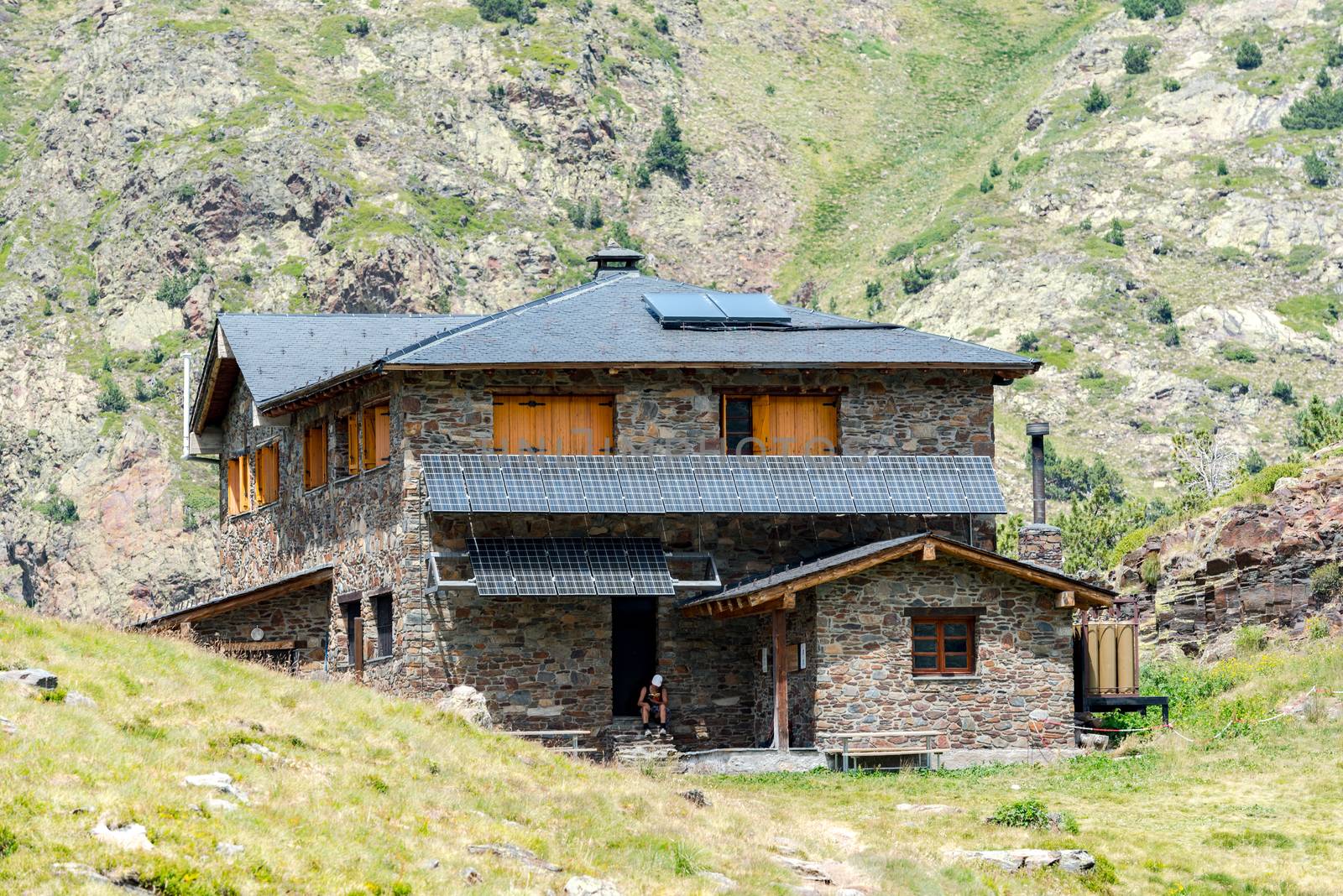 Coma Pedrosa, Andorra : 02 August 2020 : Coma Pedrosa refuge at 2266 meters of altitude in Andorra Pyrenees in summer 2020.