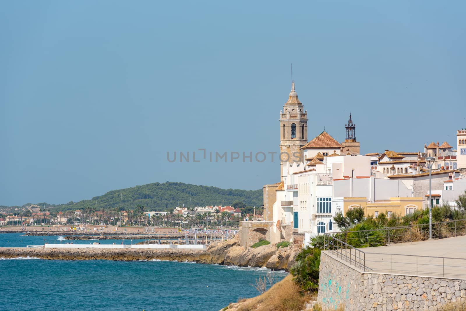 Sandy beach and historic old town in the Mediterranean complex S by martinscphoto