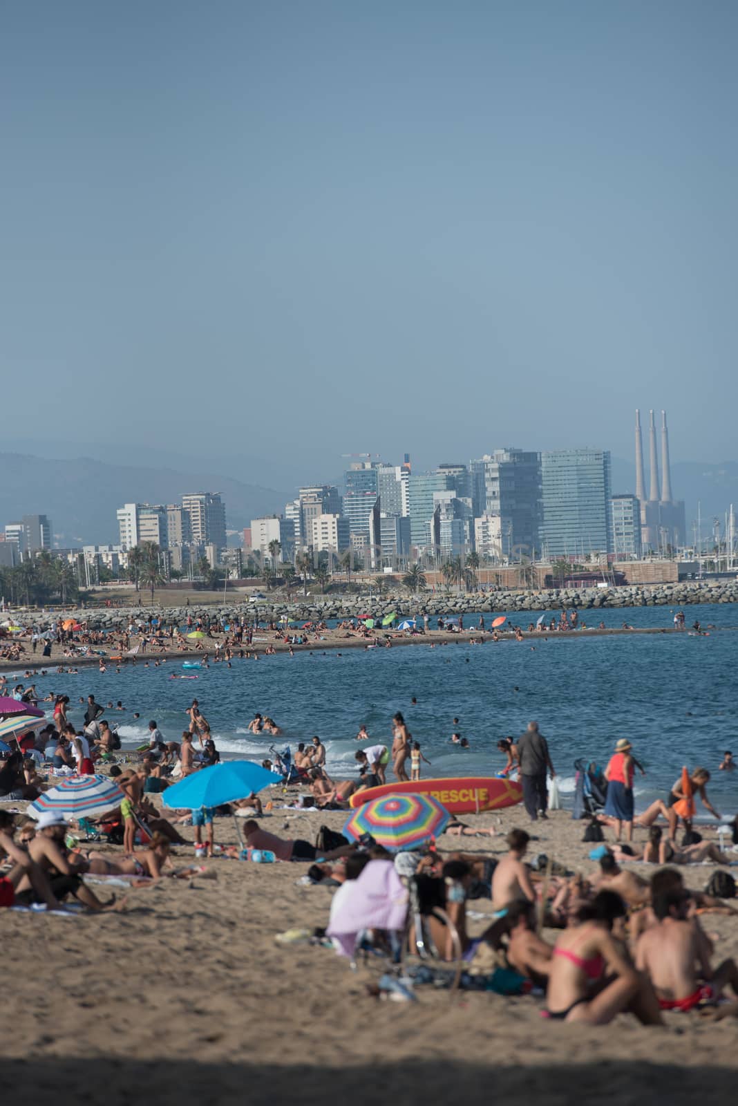 People in the Barceloneta Beach after COVID 19 La Barceloneta in by martinscphoto