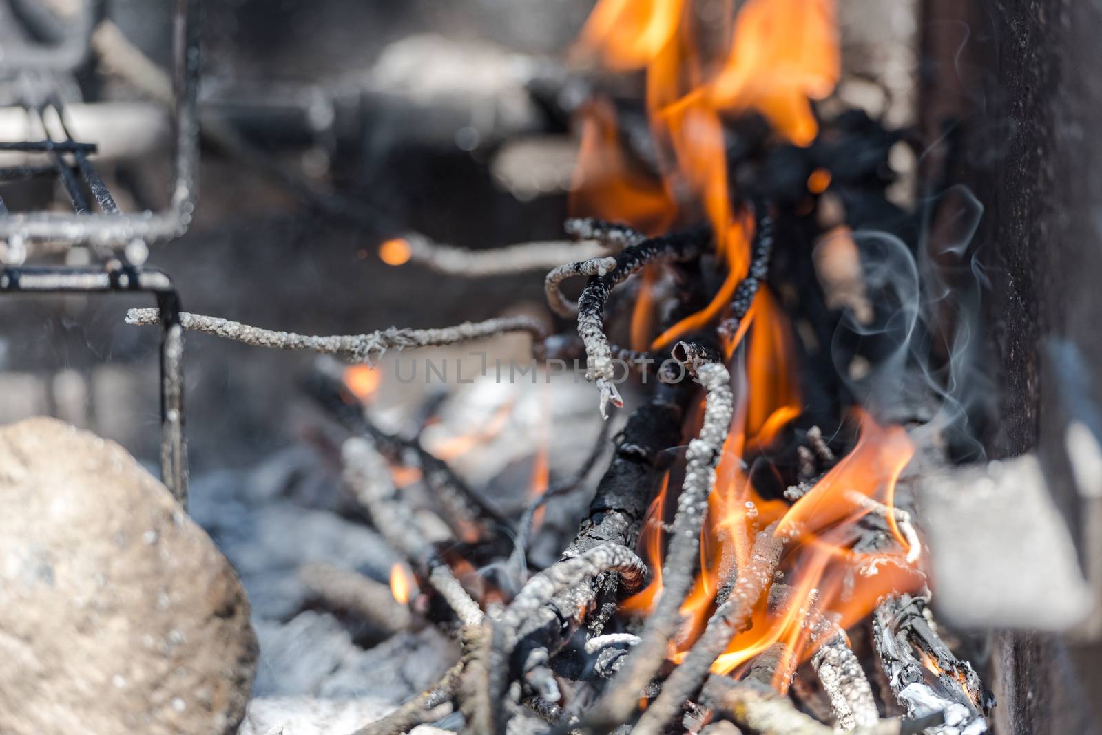 Closeup take of a traditional Argentinian and Uruguayan barbecue by martinscphoto