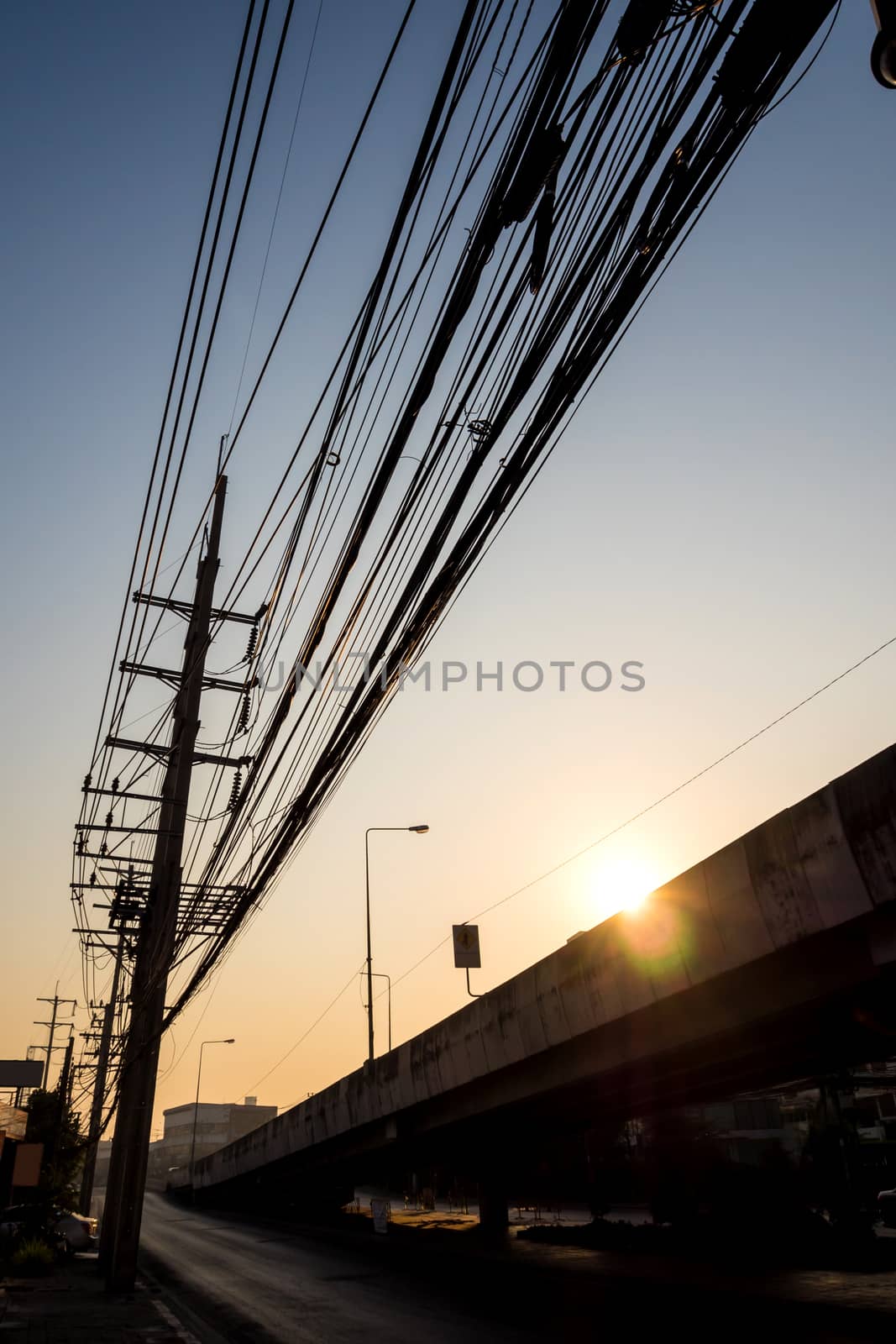 Gold light of morning sunrise and the journey in the city by Satakorn