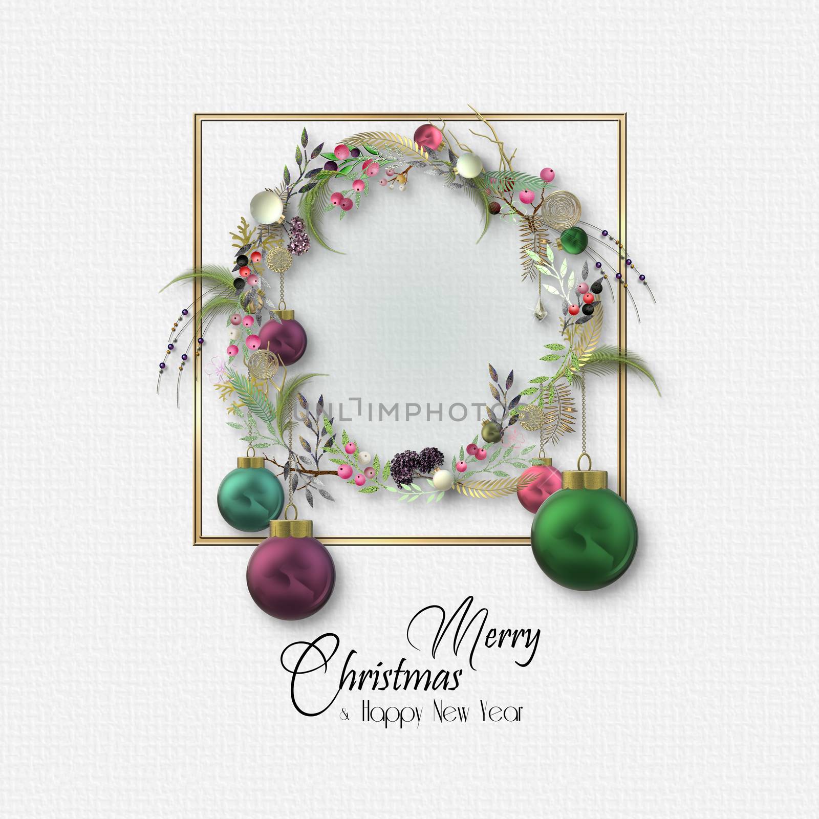 Christmas elegant wreath on white by NelliPolk