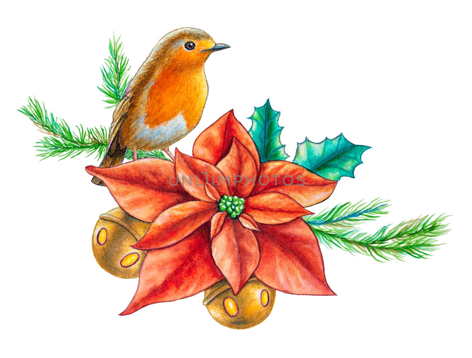 Watercolor Christmas composition by Andreus