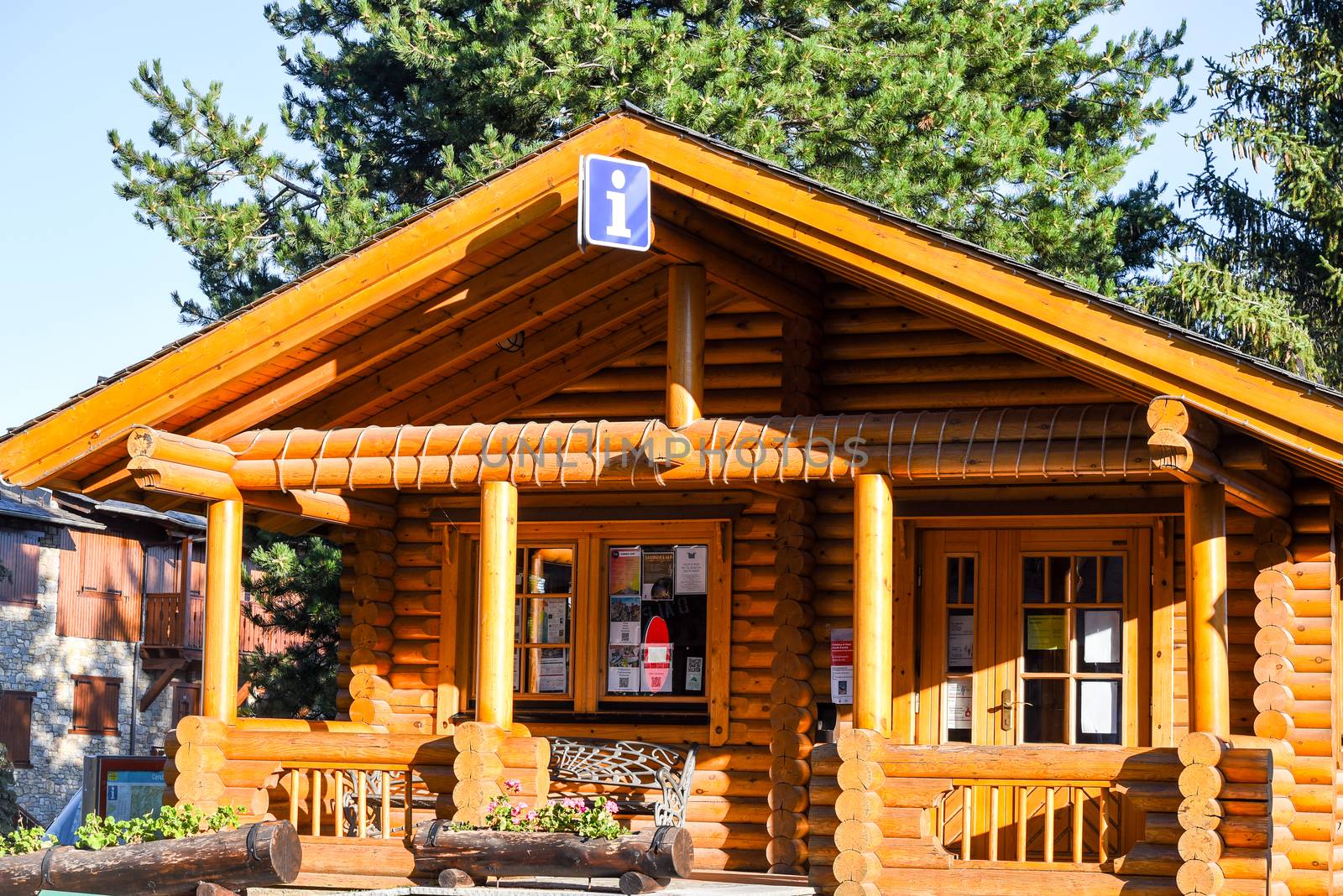 Touristic Information Office in Summer. Alp, Spain  on July 2020 by martinscphoto