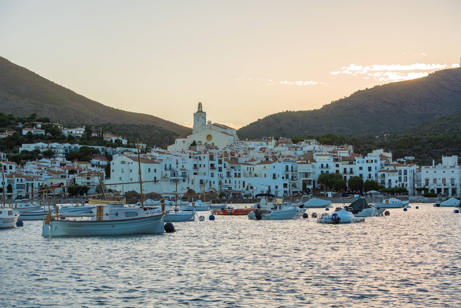 Cityscape in Cadaques, Girona, Spain in summer.