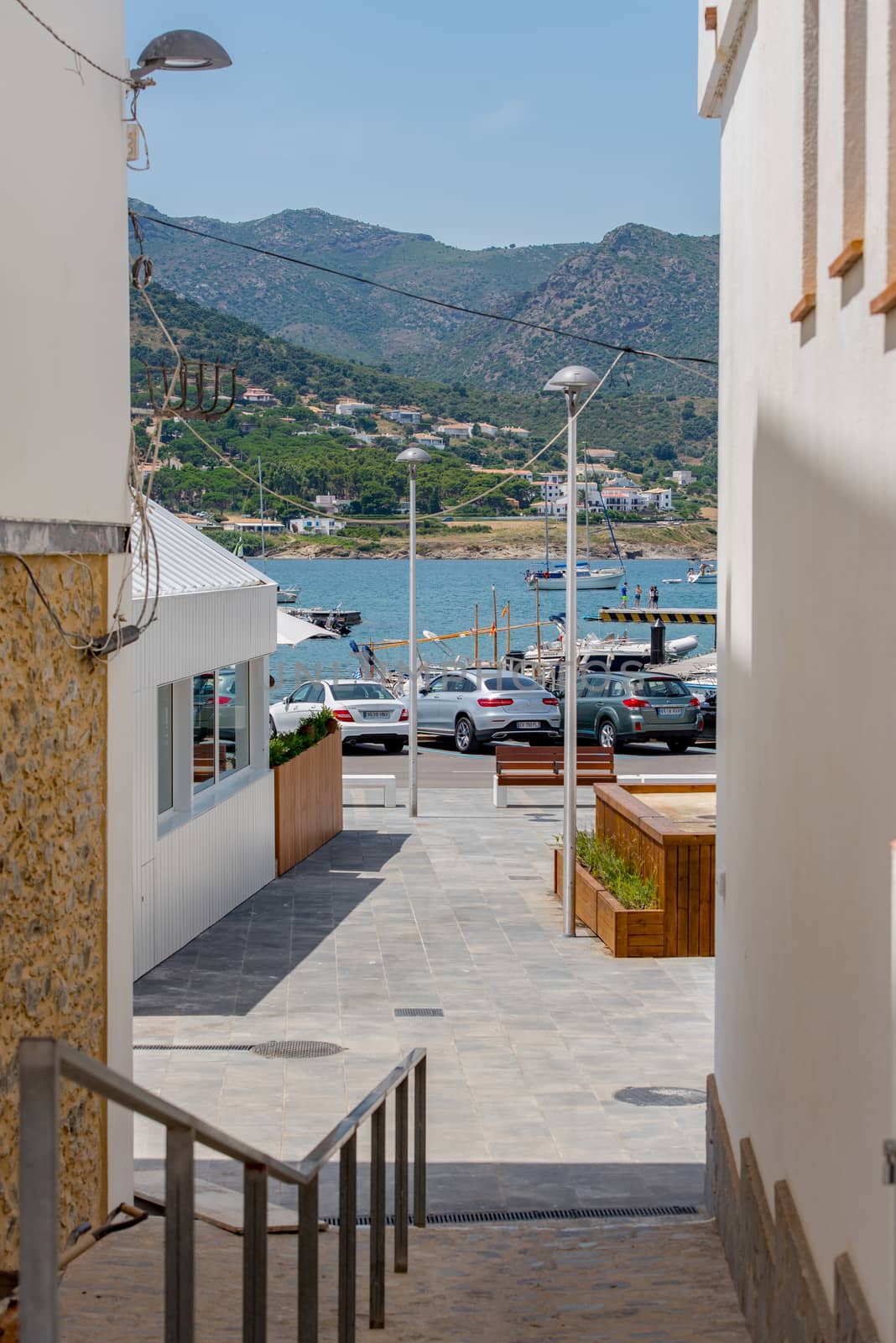 Port de la Selva, Spain : 9 July 2020 : Street in Port de la Selva, one of the most touristic villages of Costa Brava, on August 9, 2013, in Port de la Selva, Catalonia, Spain.