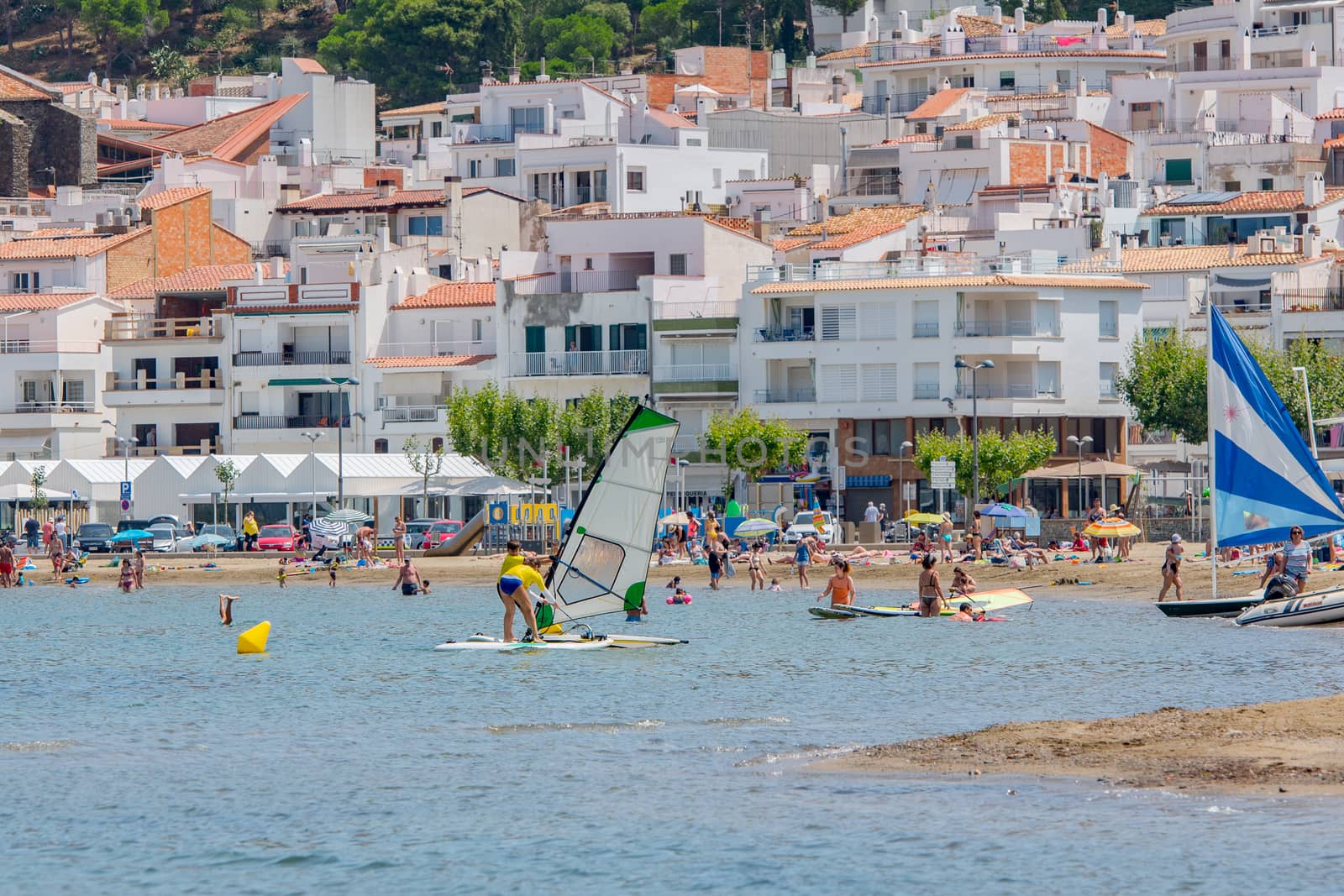 Port de la Selva, Spain : 9 July 2020 : View of Port de la Selva, one of the most touristic villages of Costa Brava, on 9 July 2020, in Port de la Selva, Catalonia, Spain.