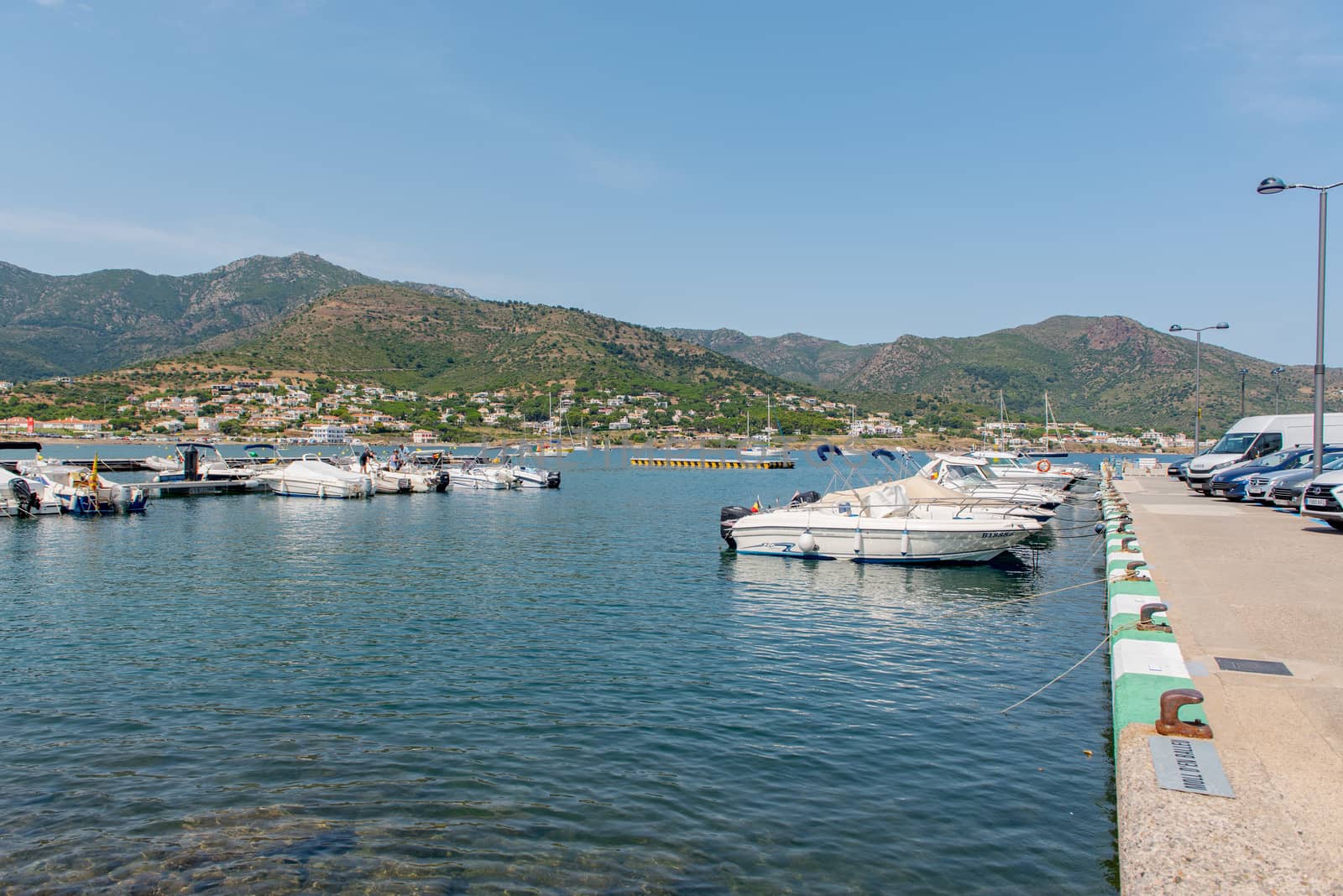 Port de la Selva, Spain : 9 July 2020 : View of Port de la Selva, one of the most touristic villages of Costa Brava, on 9 July 2020, in Port de la Selva, Catalonia, Spain.