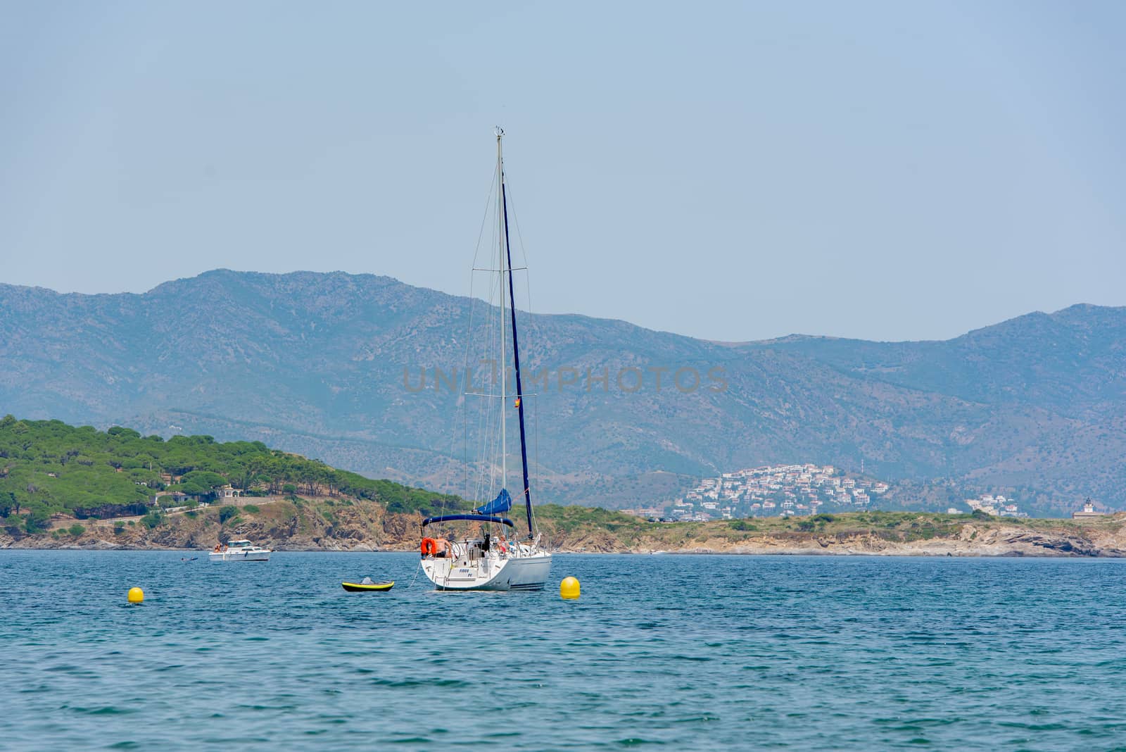 Port de la Selva, Spain : 9 July 2020 : View of Port de la Selva, one of the most touristic villages of Costa Brava, on 9 July 2020, in Port de la Selva, Catalonia, Spain.