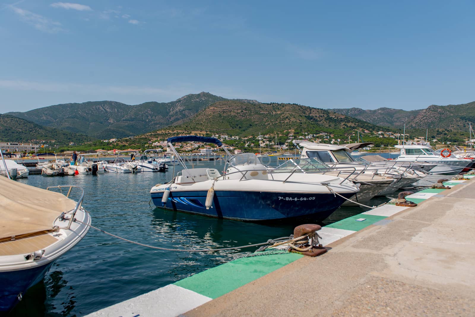 Port de la Selva, Spain : 9 July 2020 : View of Port de la Selva, one of the most touristic villages of Costa Brava, on 9 July 2020, in Port de la Selva, Catalonia, Spain.