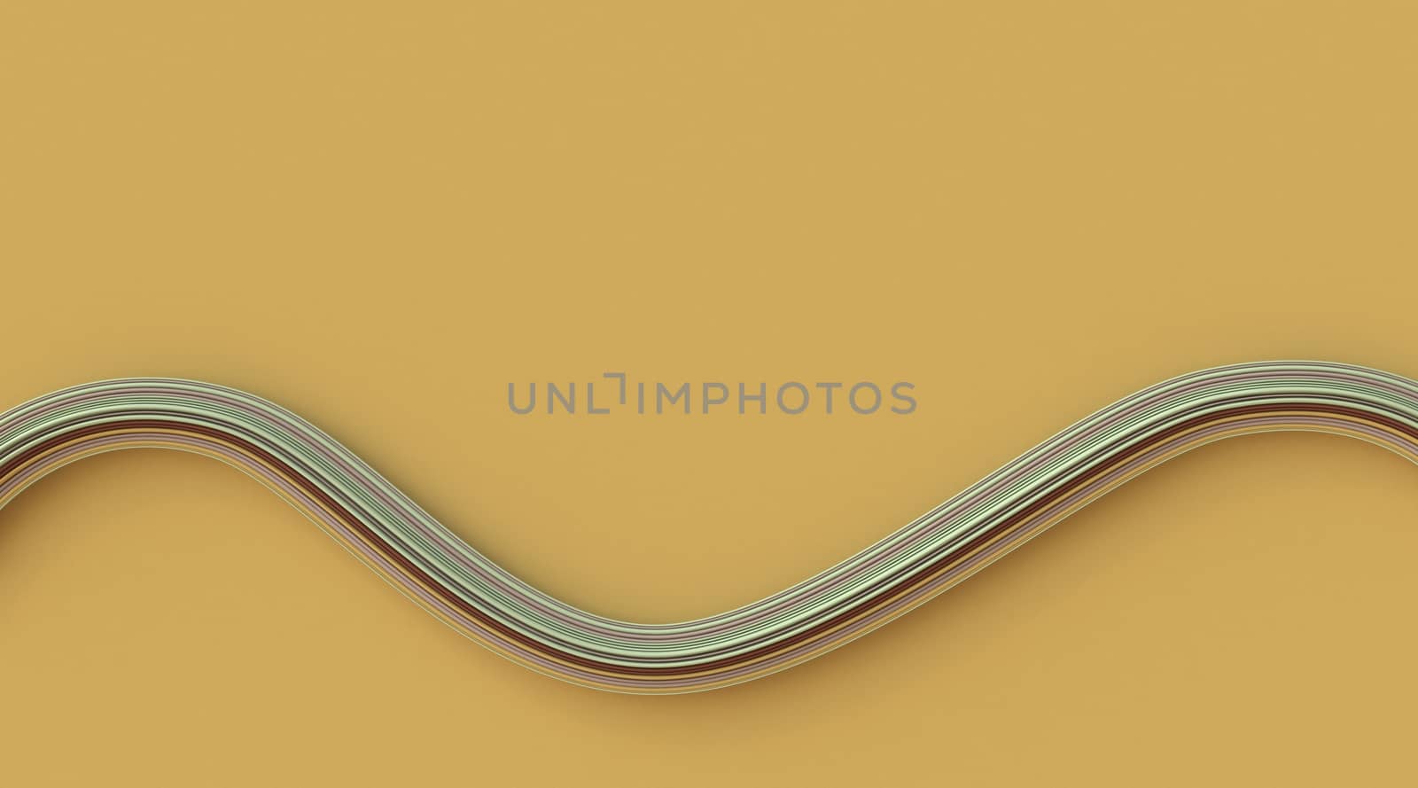 Abstract background waving line 3D render illustration on brown background