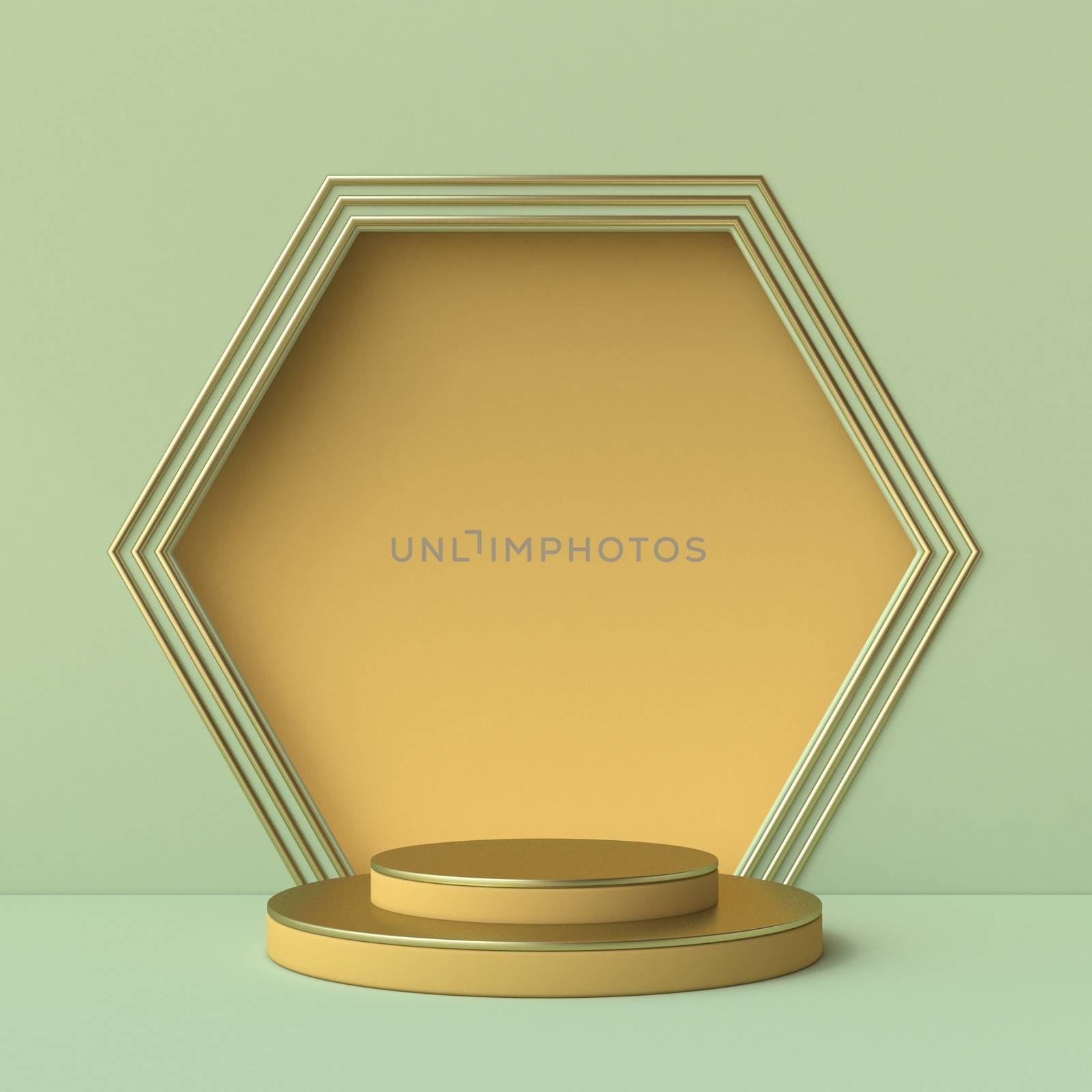 Mock up podium for product presentation hexagonal niche 3D by djmilic