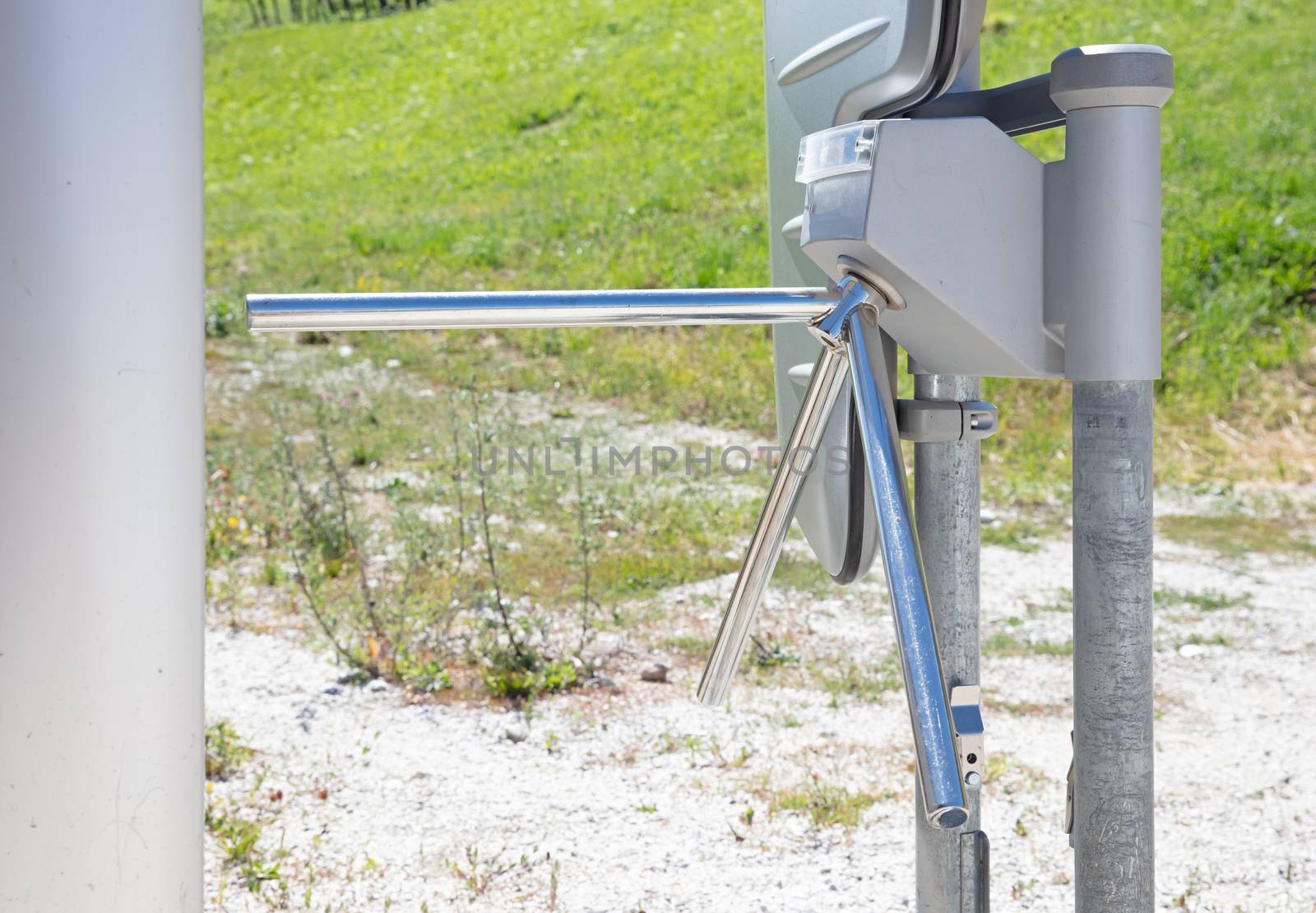 Barrier used for entrance to the ski area, summertime