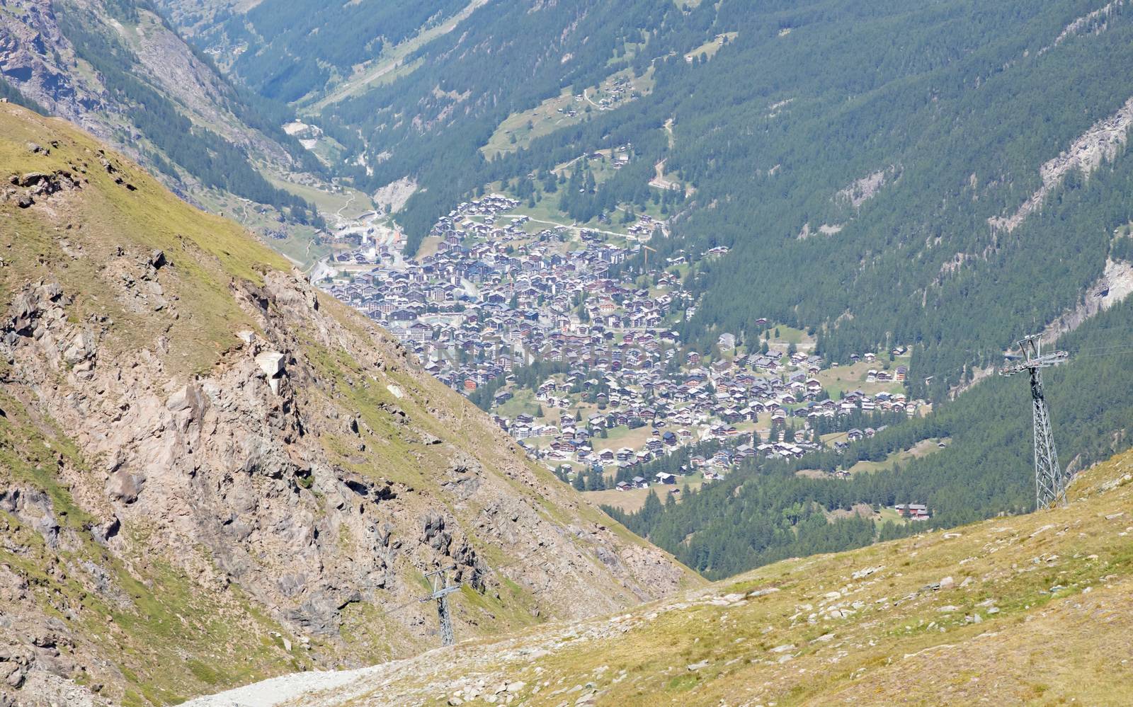 Surroundings at Zermatt, Switzerland, mountains, rivers and snow