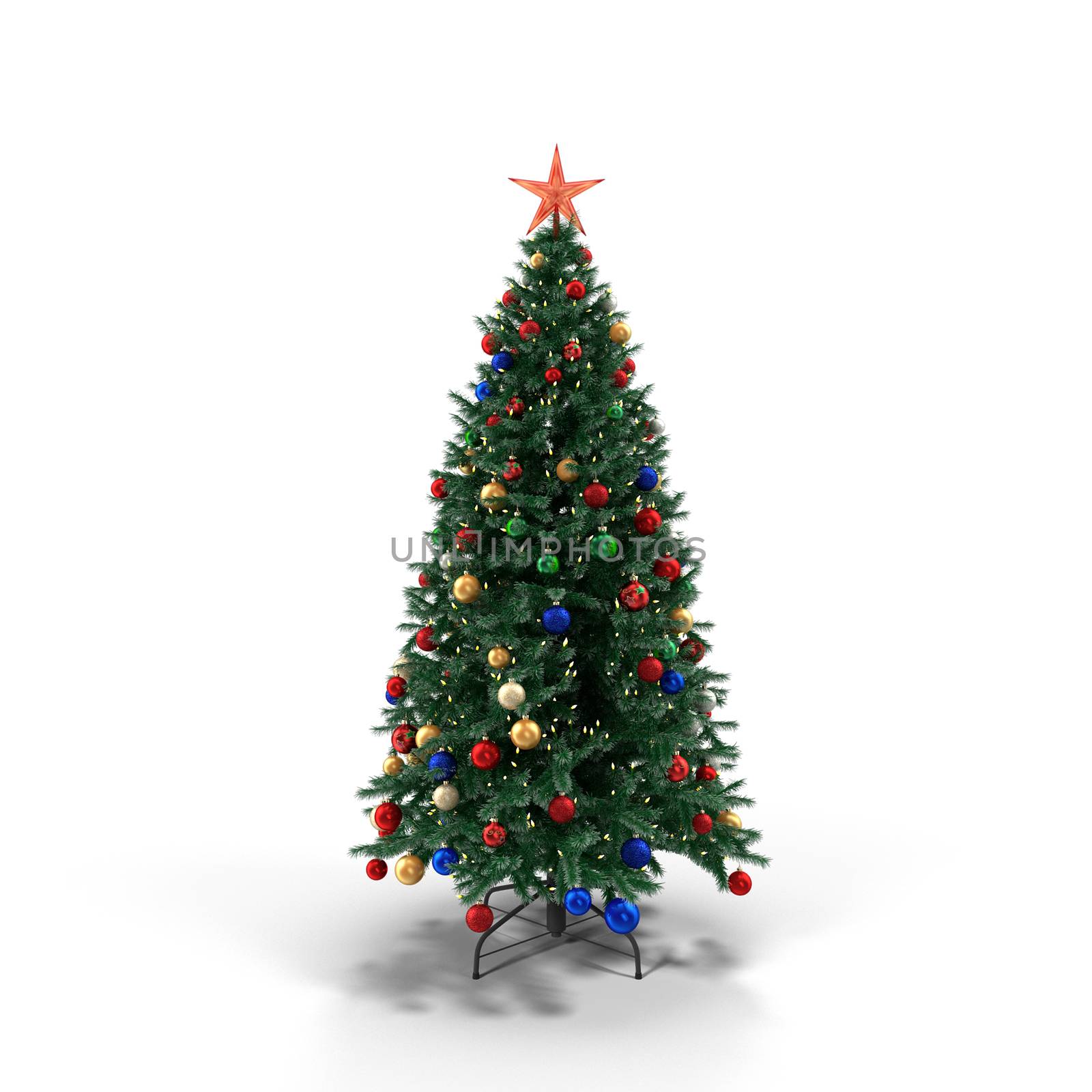 Christmas tree on white background. 3D rendering. by georgina198