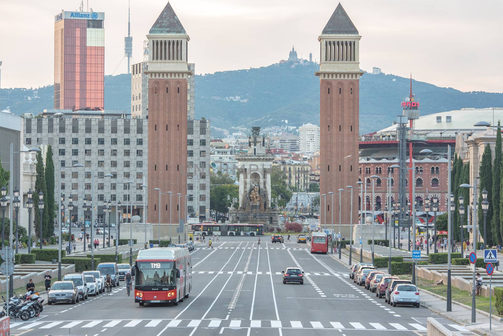 Barcelona, Spain - 26 June 2020 : Plaza de Espana in Barcelona, the square of the capital of Catalonia.