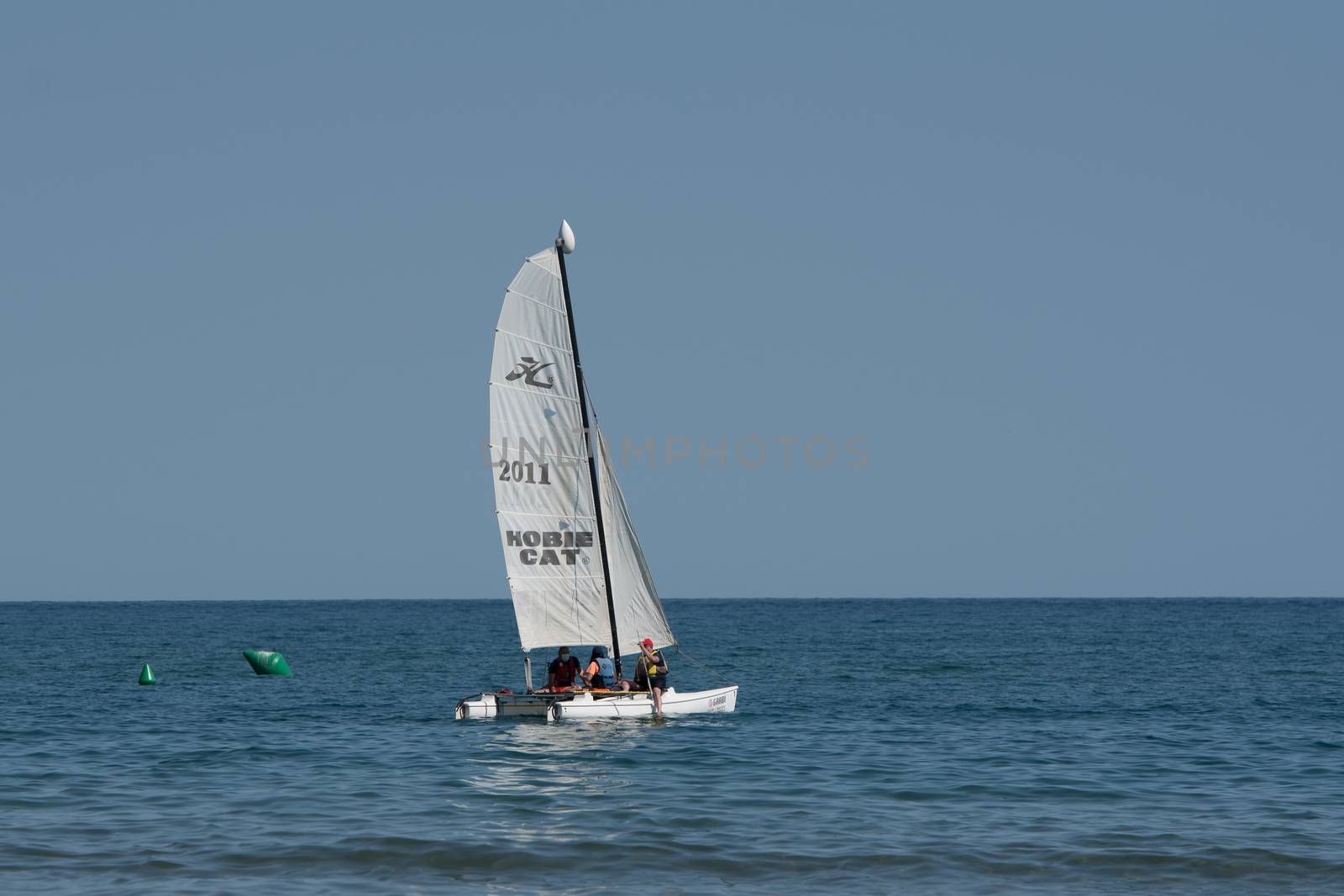 Boats on the coast of Castelldefels in Barcelona in summer after by martinscphoto