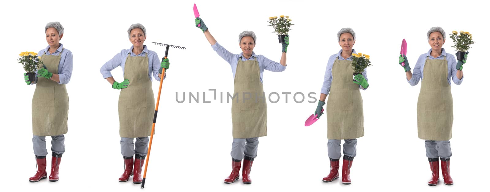Gardener woman worker isolated on white by ALotOfPeople