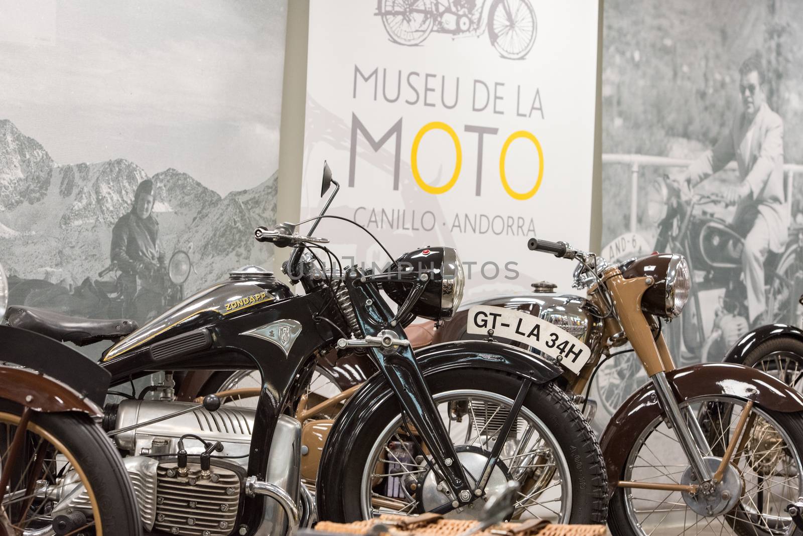 Canillo, Andorra - june 19 2020: Old motorcycle Zundapp exposed on  the  Motorcyle Museum in Canillo, Andorra on June 19, 2020.