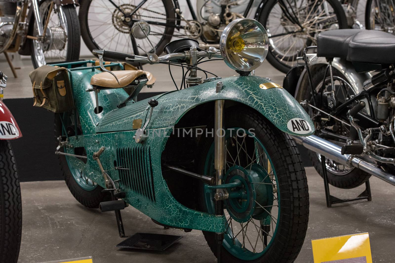 Canillo, Andorra - june 19 2020: Old motorcycle Majestic exposed on  the  Motorcyle Museum in Canillo, Andorra on June 19, 2020.