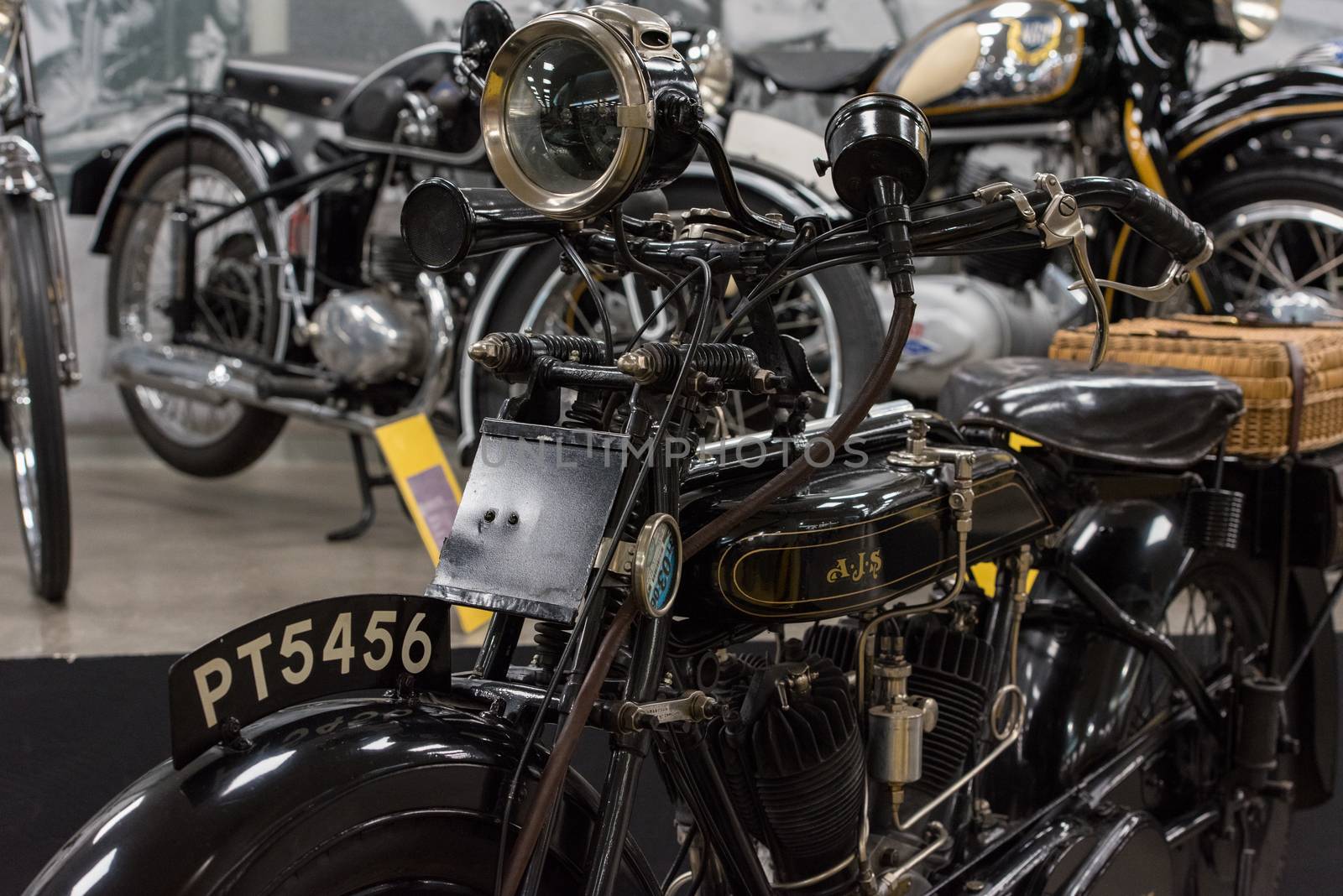 Canillo, Andorra - june 19 2020: Old motorcycles exposed on  the  Motorcyle Museum in Canillo, Andorra on June 19, 2020.