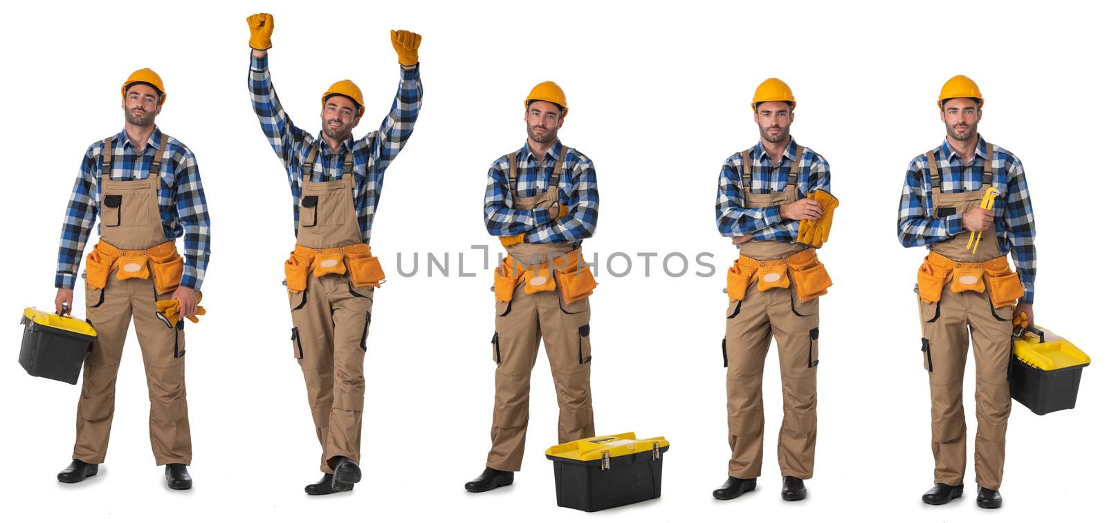 Manual worker with tools isolated on white by ALotOfPeople