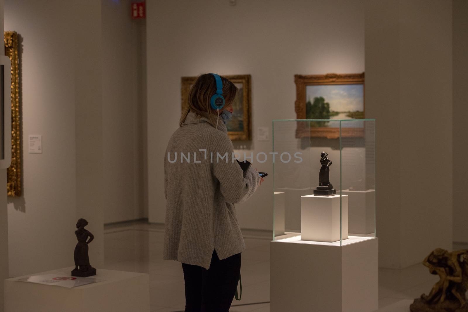Escaldes - Engordany, Andorra - June 17 2020 : Visitors in the museum Carmen Thyssen. The museum remains to one of significant objects in Andorra on June 17 2020 in Andorra.