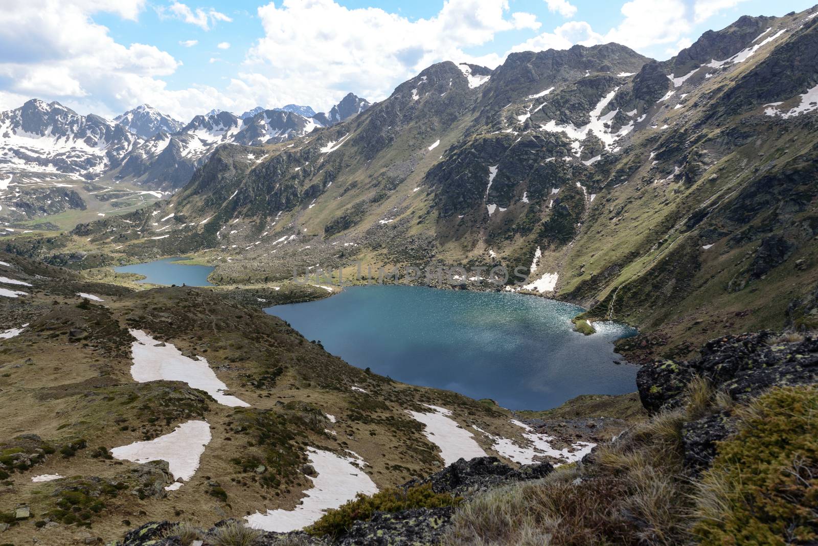 Beautiful view hiking in the Andorra Pyrenees Mountains in Ordin by martinscphoto