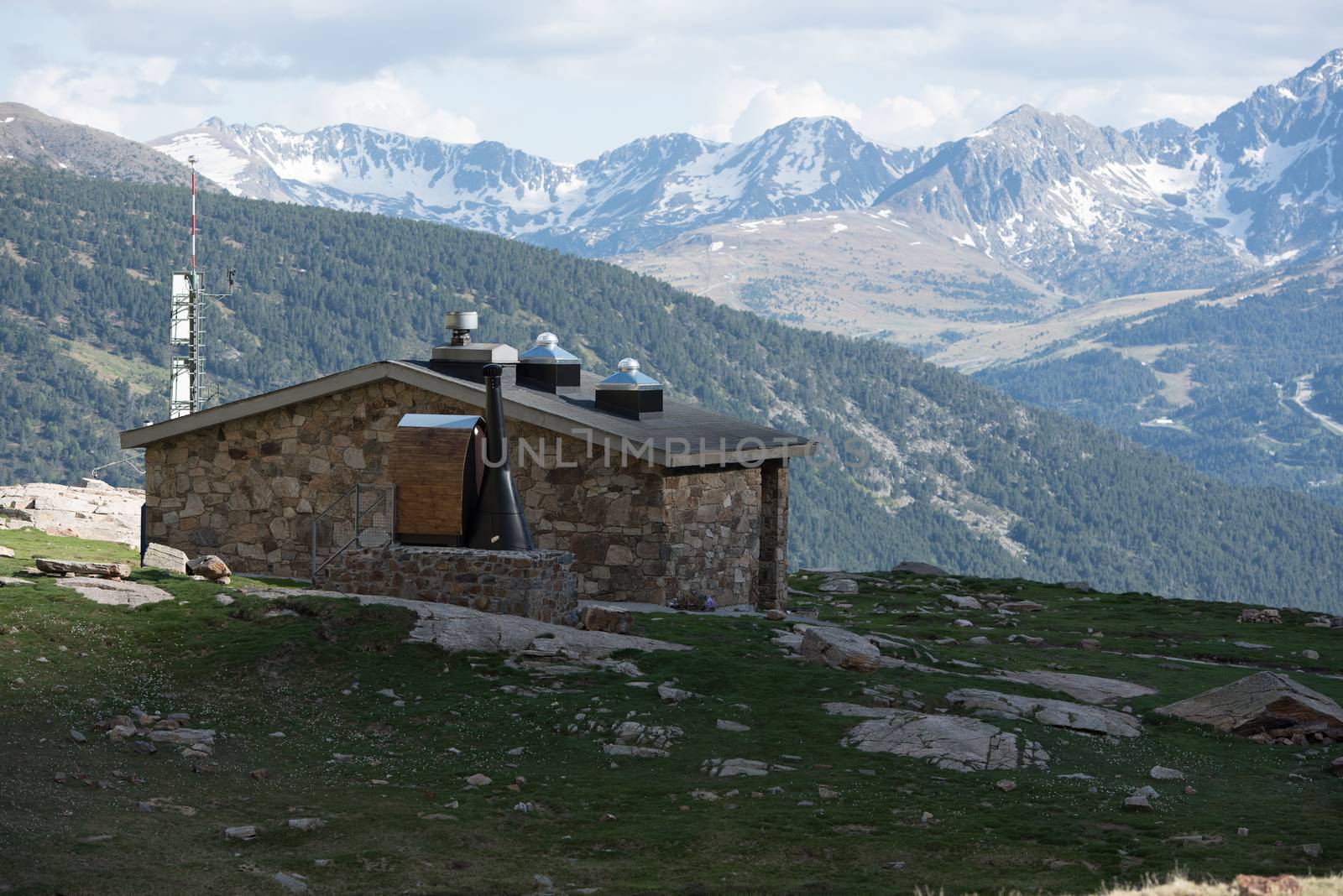 Refuge Cabana Sorda. Beautiful Querol Lake in the mountain refuge in the Incles Valley, Canillo, Andorra.