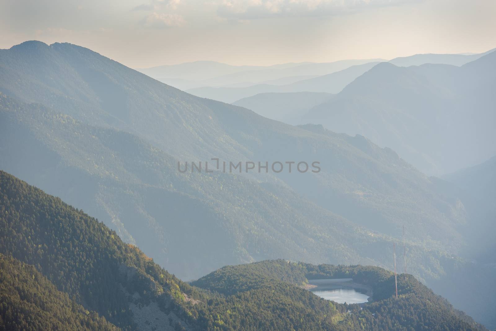 View from Cap de Rep towards Engolasters, you can also see the city of Encamp and Andorra La Vella, Andorra.