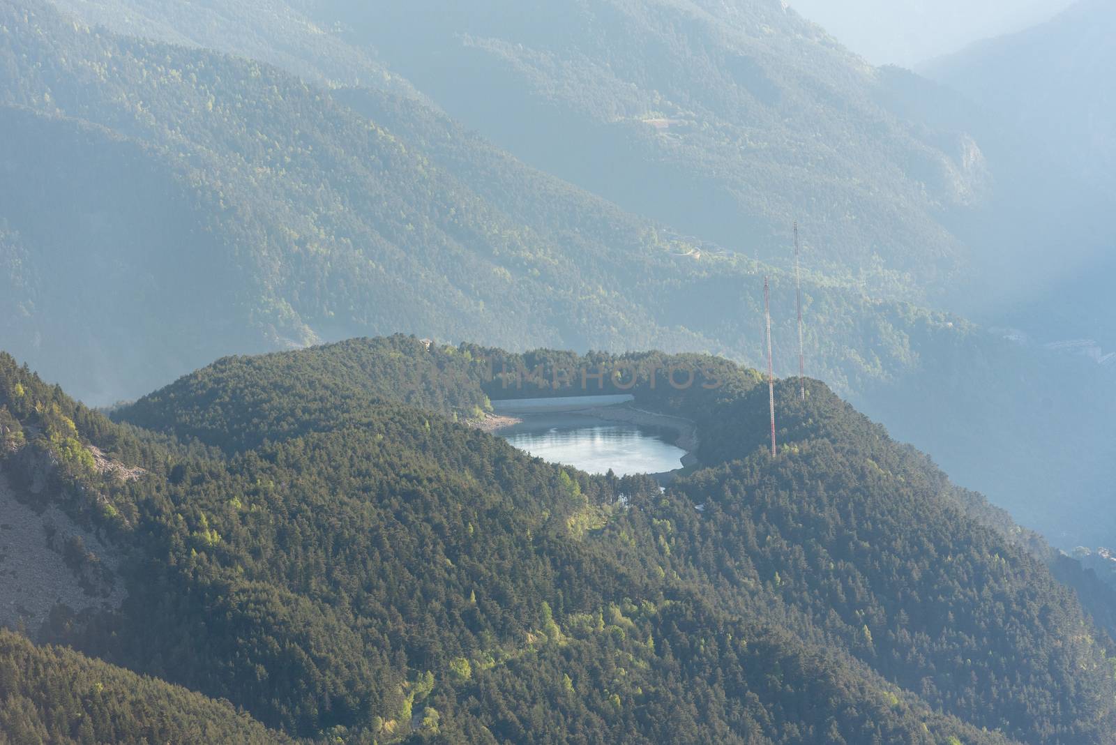 View from Cap de Rep towards Engolasters, you can also see the city of Encamp and Andorra La Vella, Andorra.