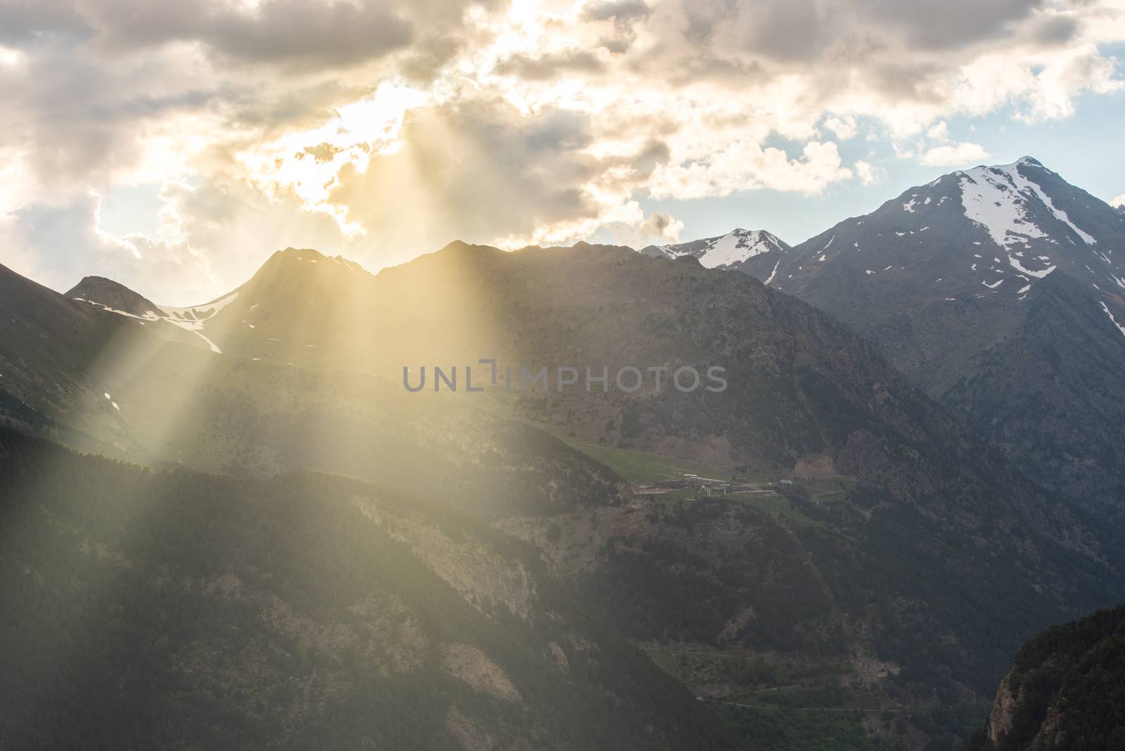 Landscape of Parc Natural Comunal de les Valls del Comapedrosa national park in Andorra.