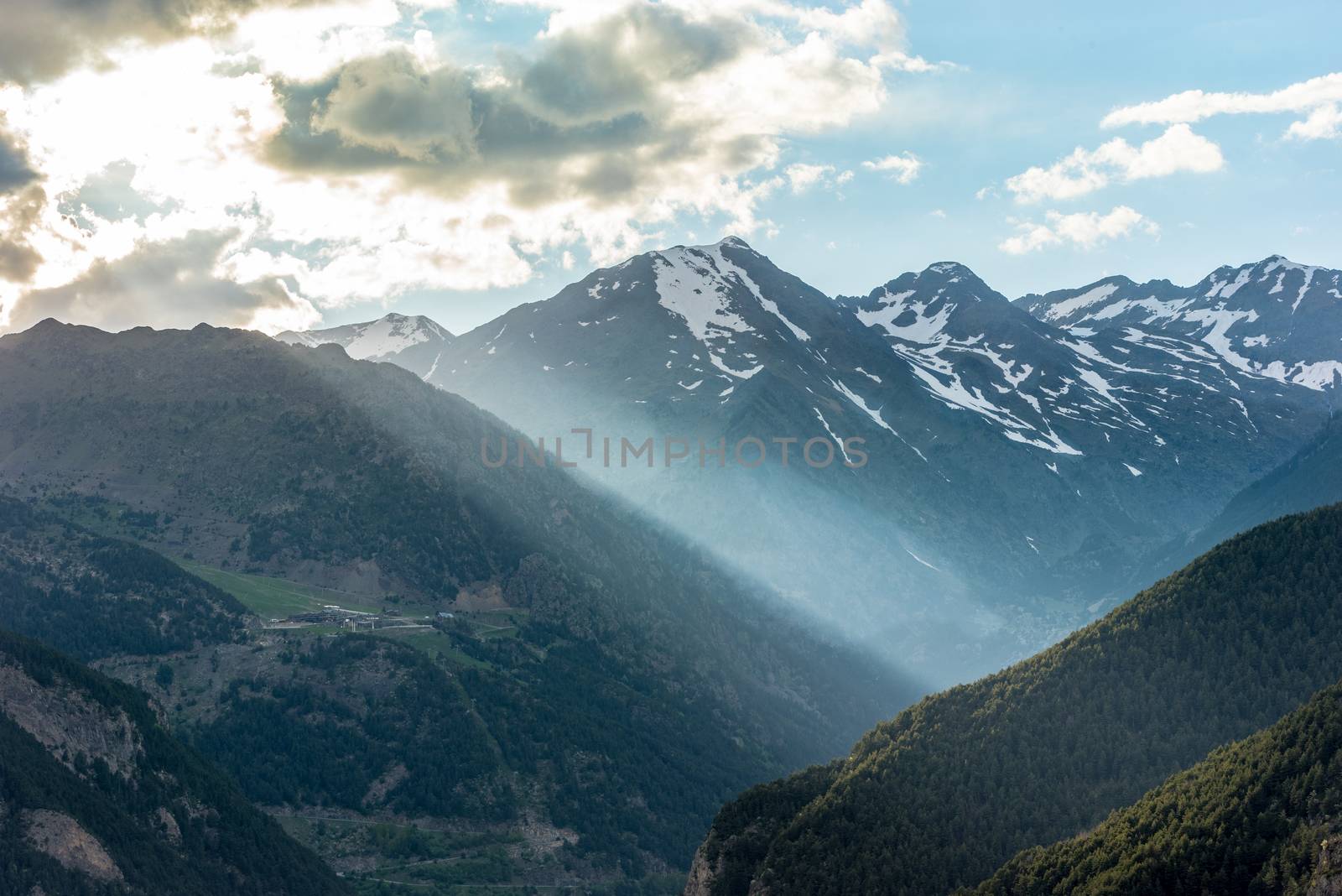 Landscape of Parc Natural Comunal de les Valls del Comapedrosa national park in Andorra.