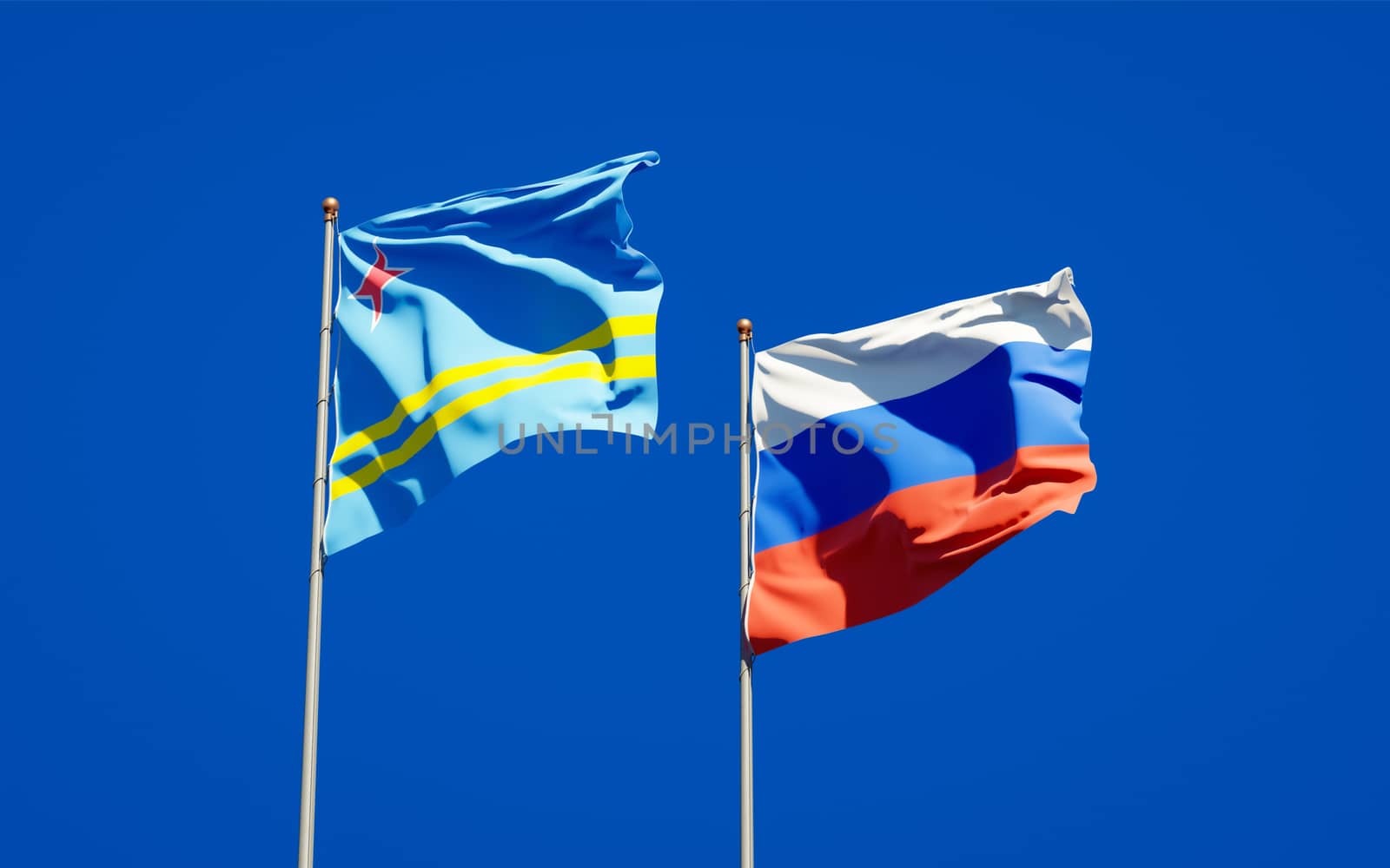 Beautiful national state flags of Russia and Aruba.  by altman