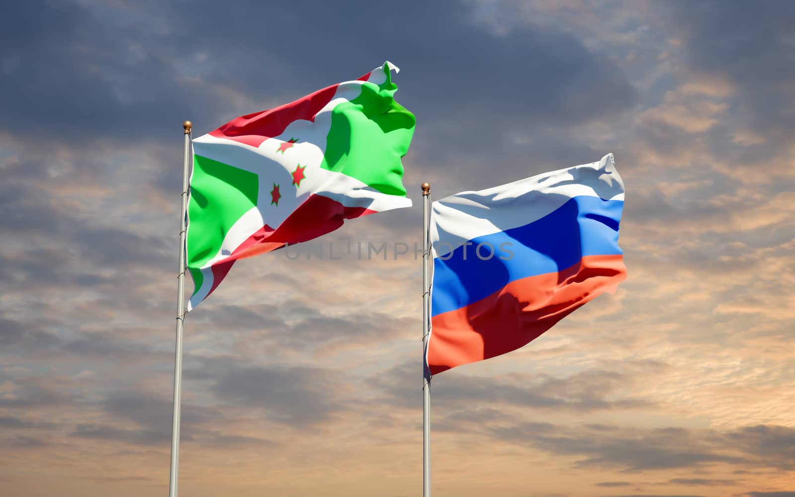 Beautiful national state flags of Russia and Burundi.  by altman