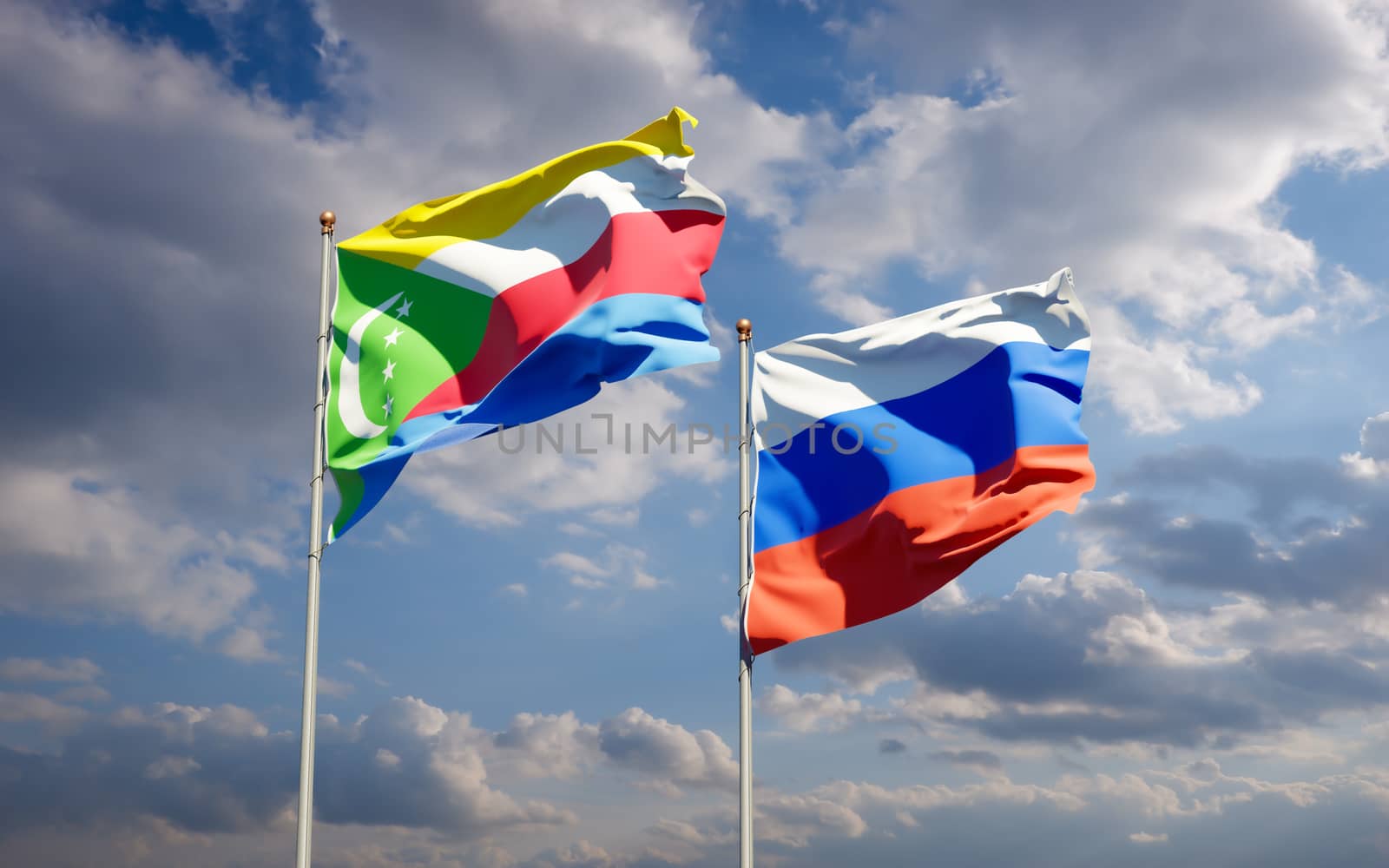 Beautiful national state flags of Russia and Comoros.  by altman