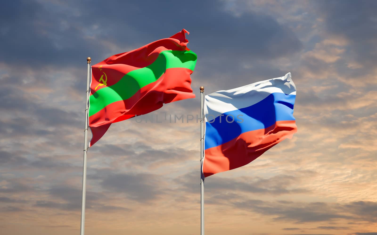 Beautiful national state flags of Transnistria and Russia.  by altman