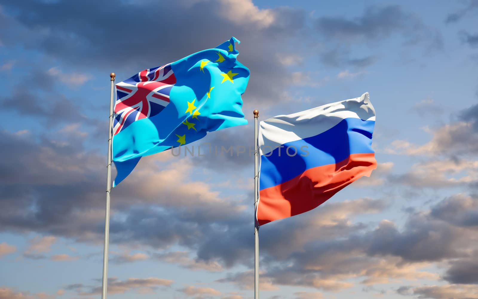 Beautiful national state flags of Tuvalu and Russia.  by altman