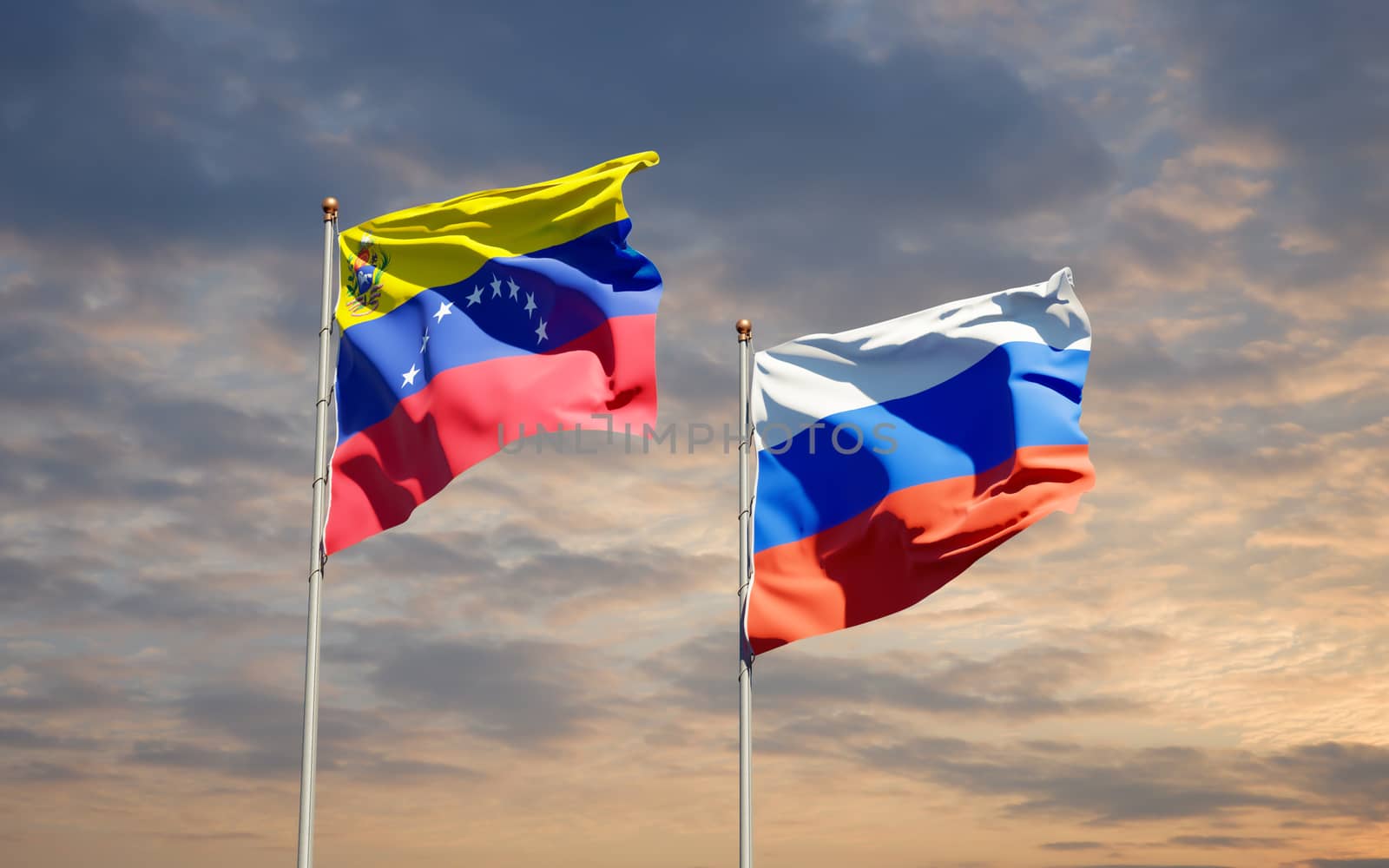 Beautiful national state flags of Venezuela and Russia.  by altman