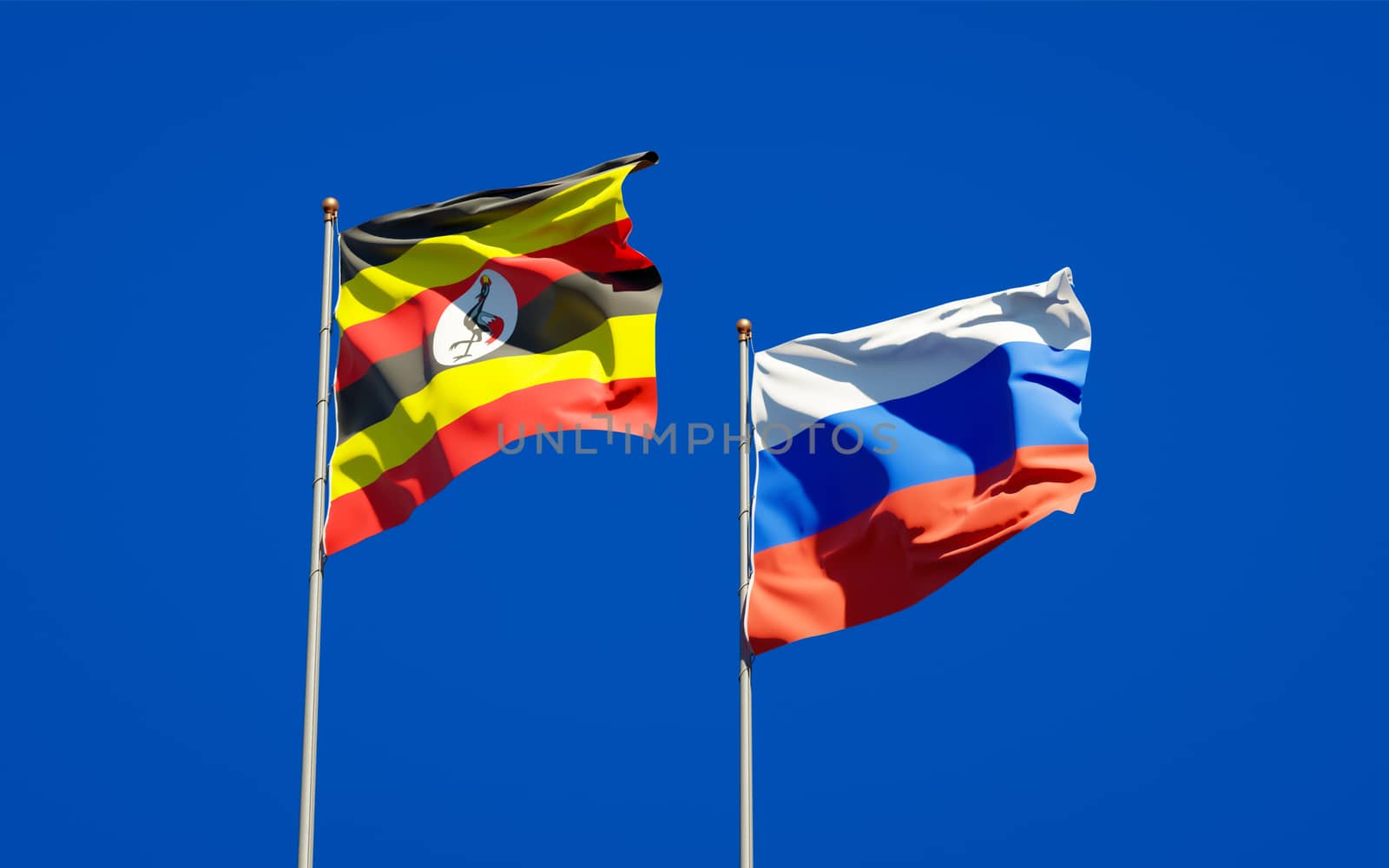 Beautiful national state flags of Uganda and Russia.  by altman