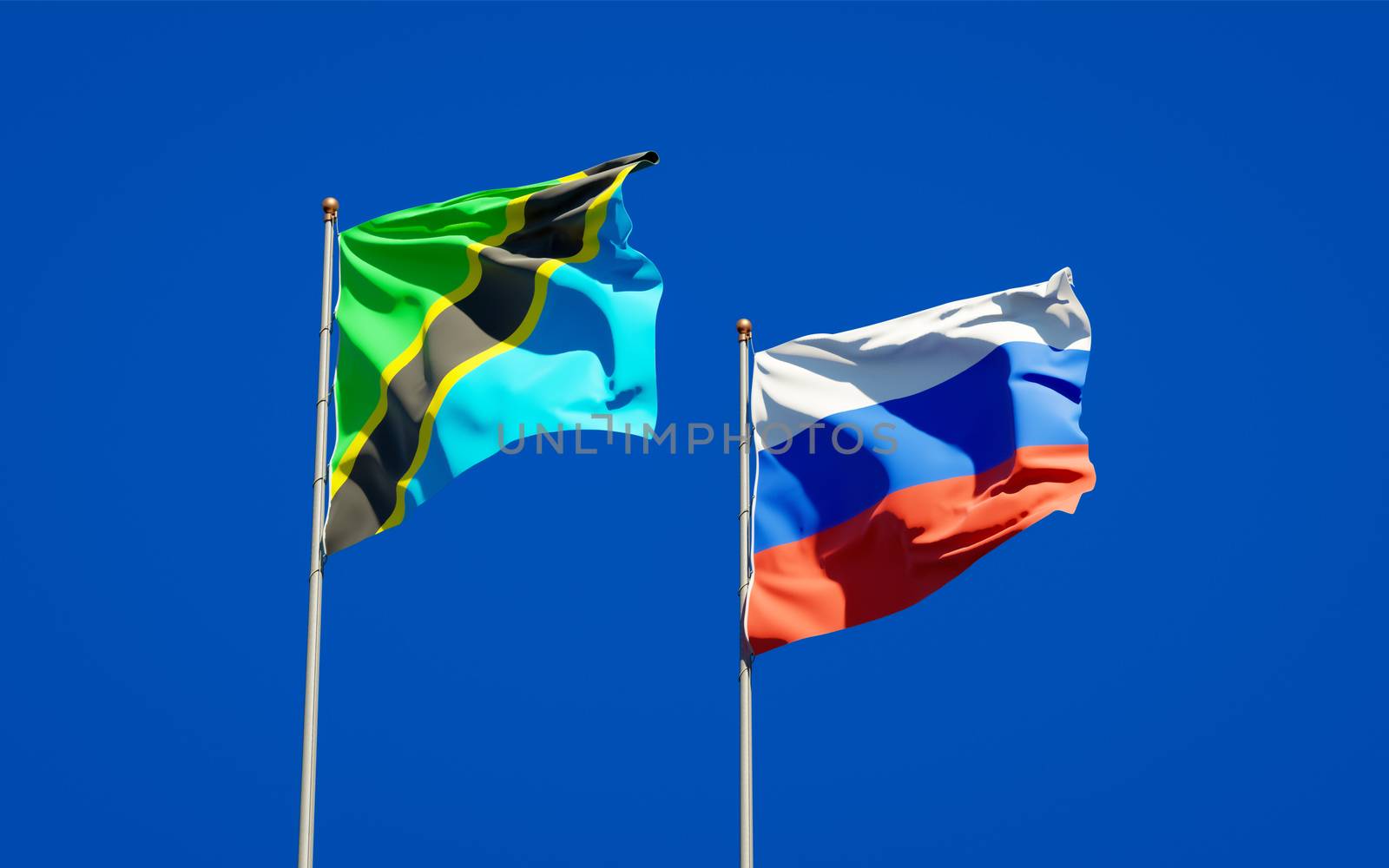Beautiful national state flags of Tanzania and Russia.  by altman