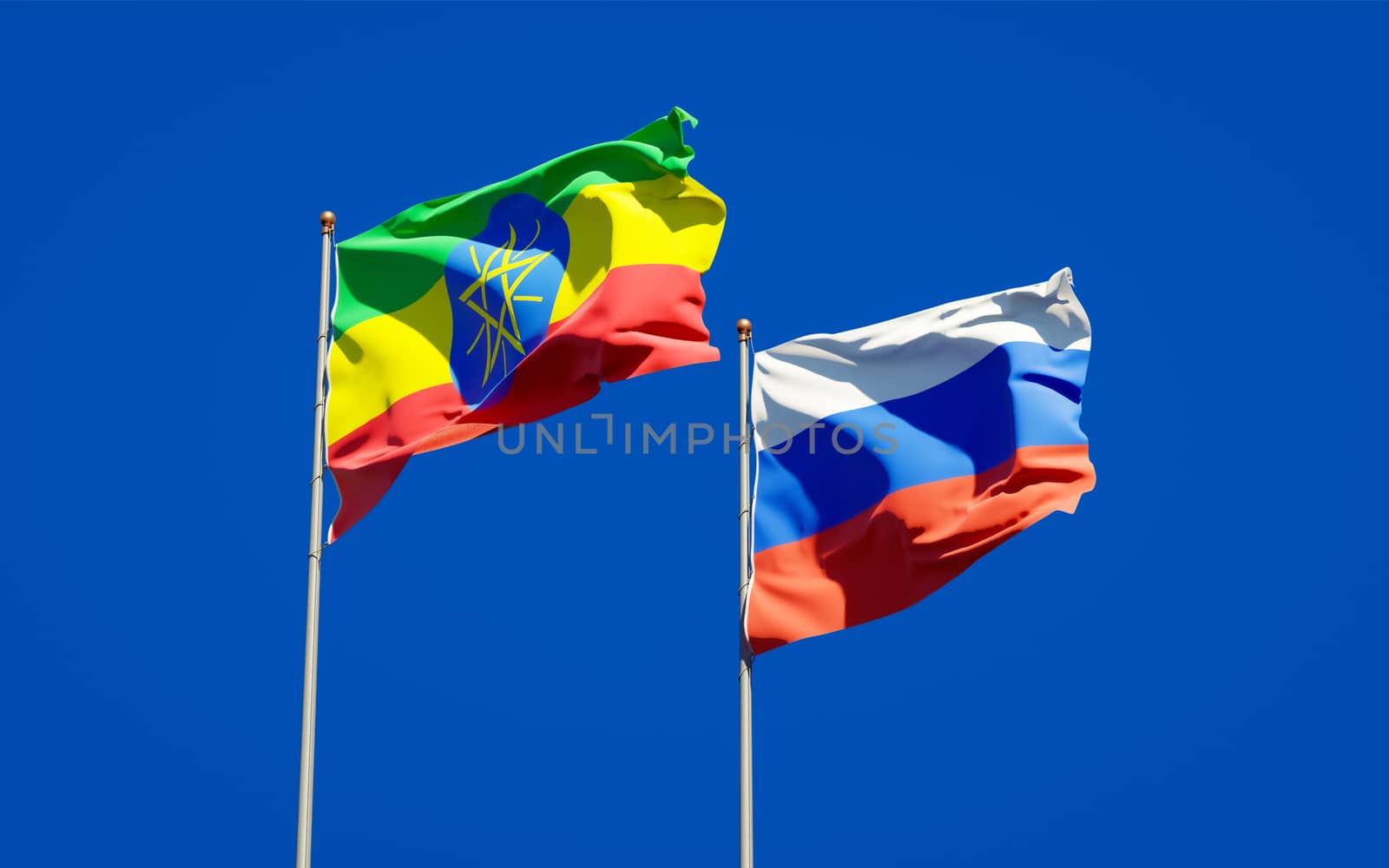 Beautiful national state flags of Ethiopia and Russia.  by altman