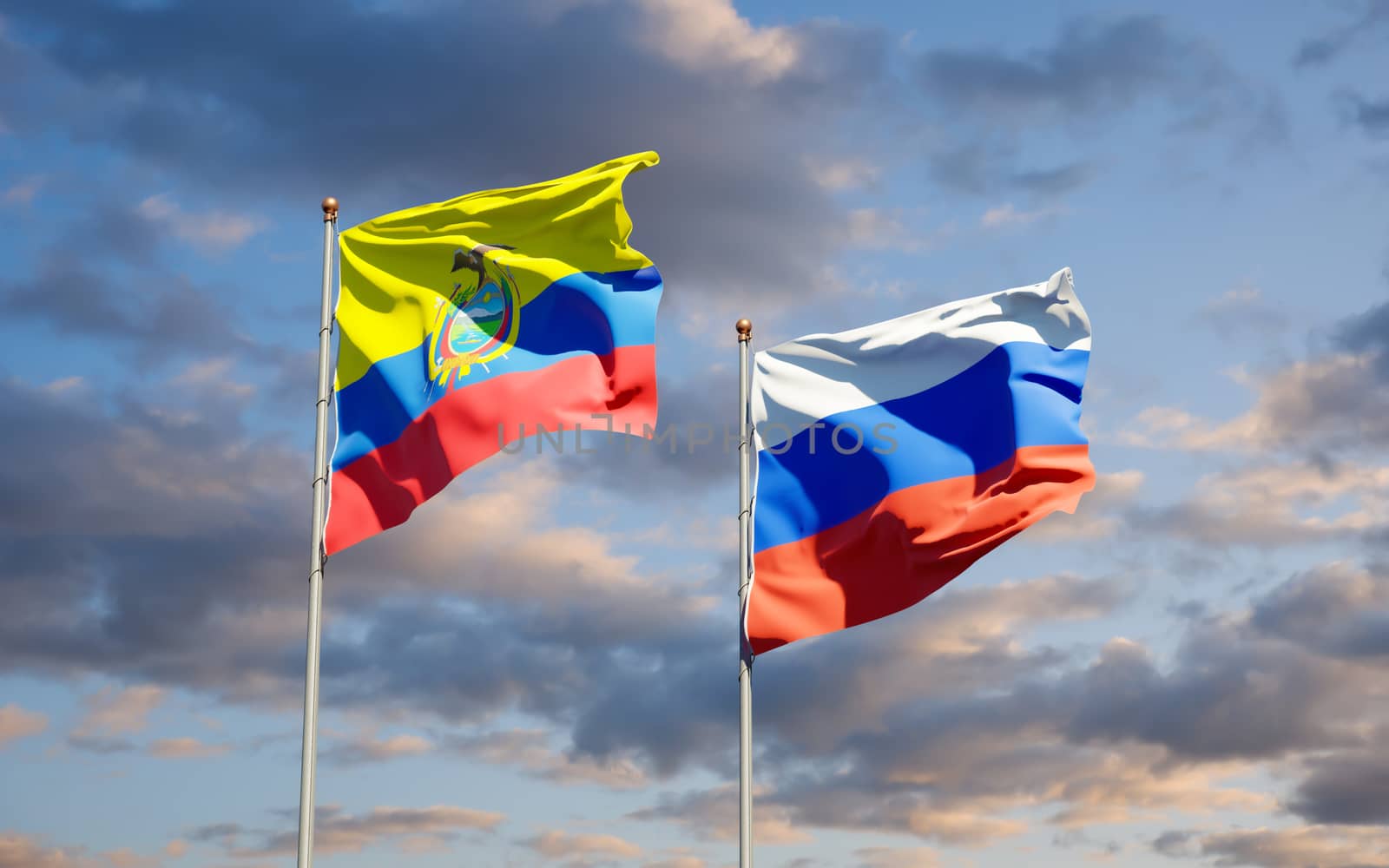 Beautiful national state flags of Ecuador and Russia.  by altman