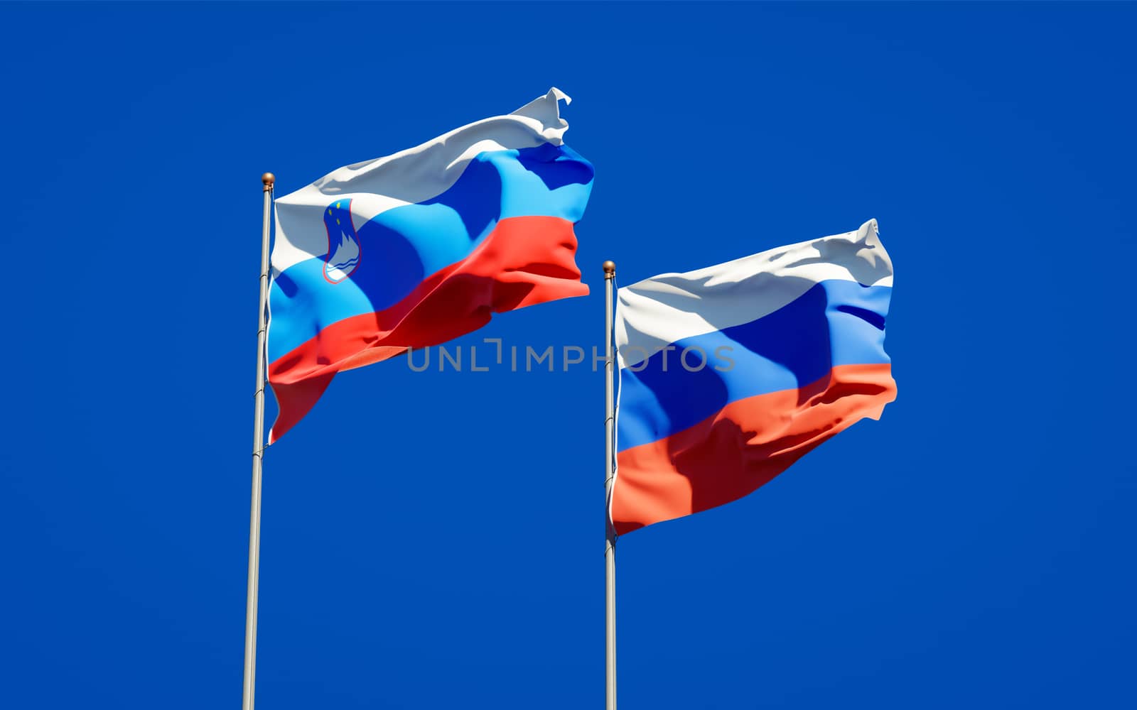 Beautiful national state flags of Slovenia and Russia.  by altman