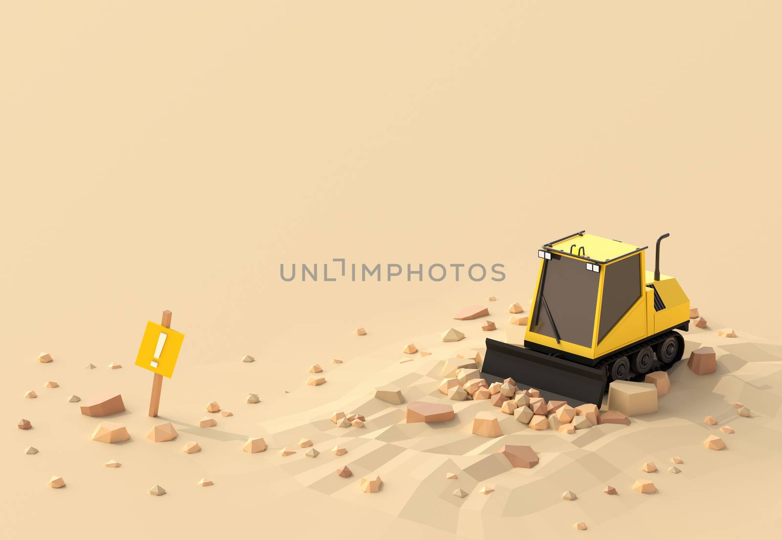 under construction design 3D illustrator graphic. yellow tractor by planktoncg