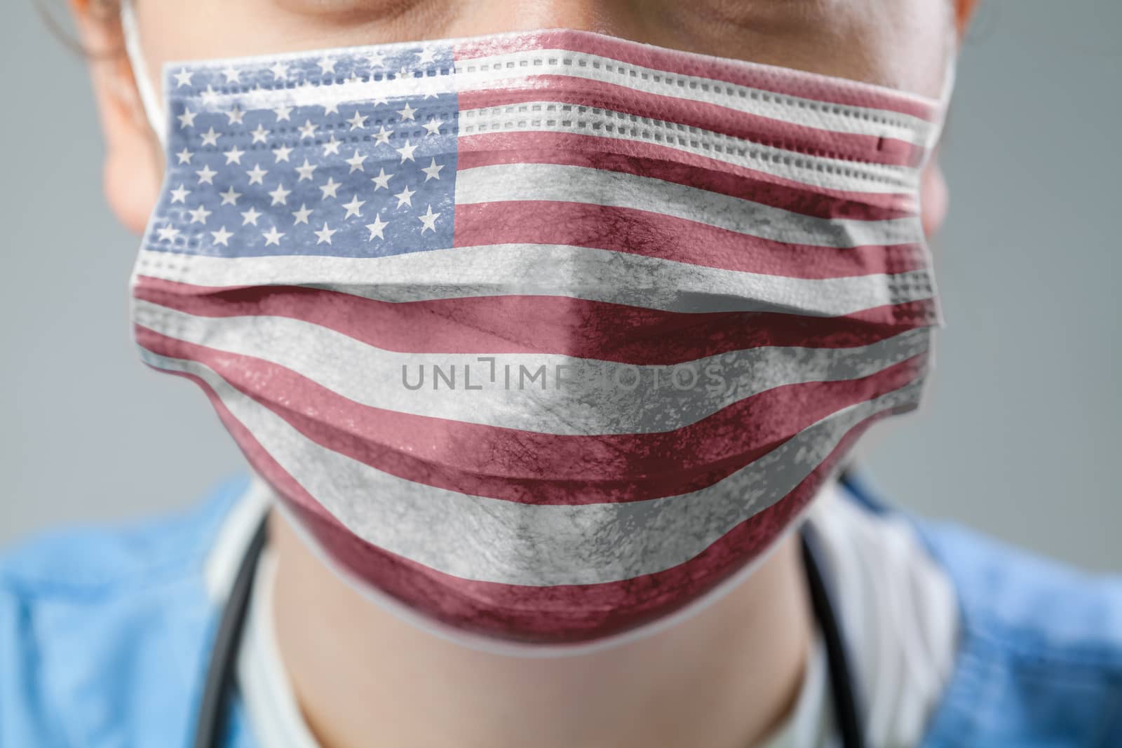 USA flag printed on face mask by Plyushkin