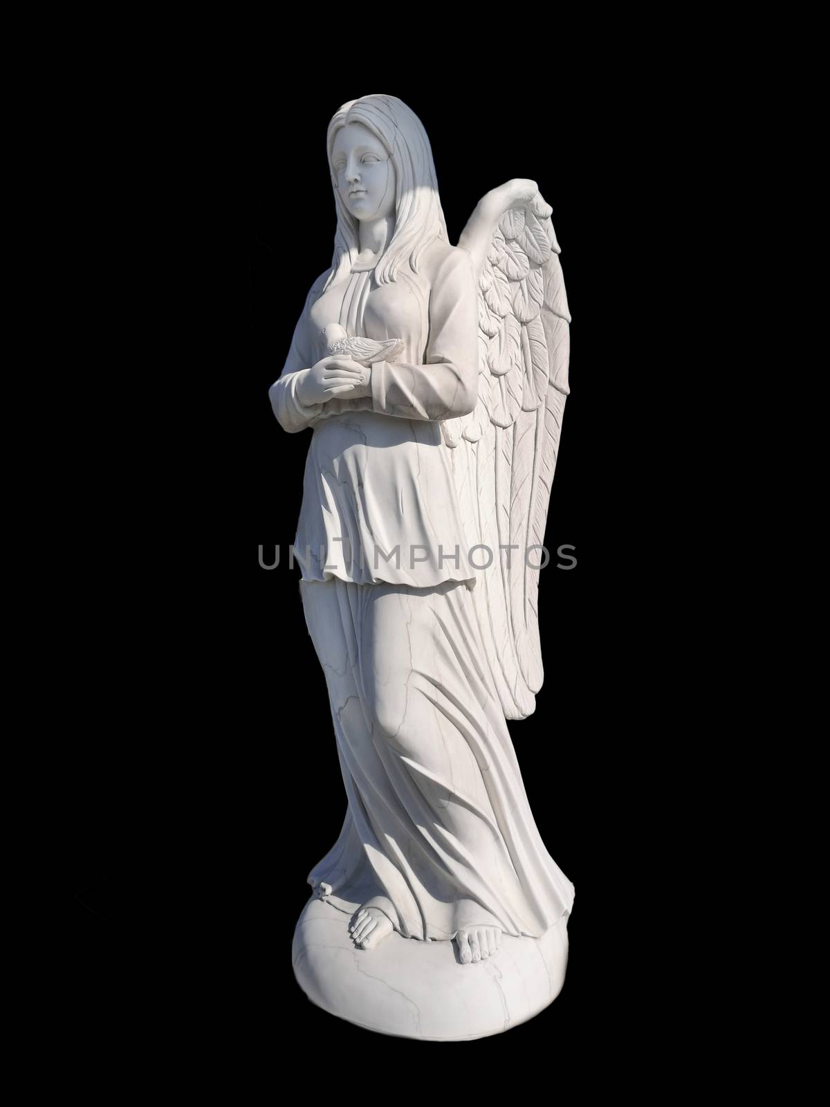 monument in the form of an angel isolated black background. by 977_ReX_977