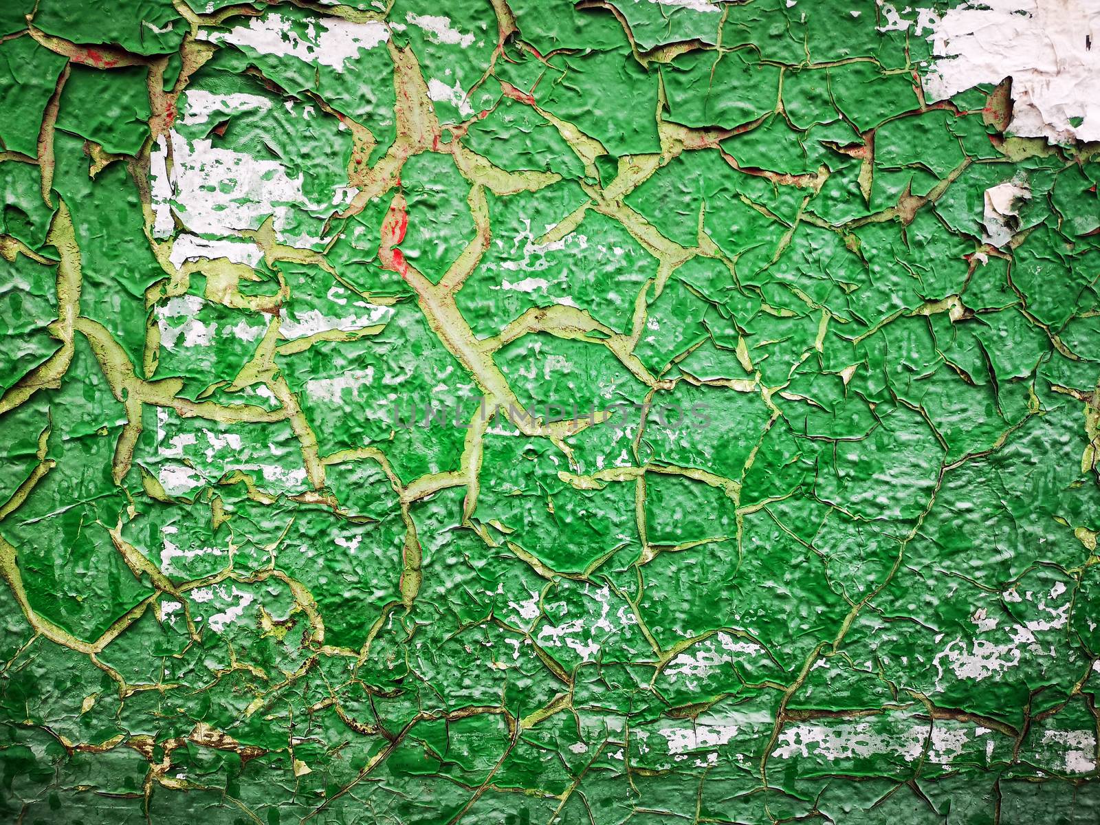 Old green paint is much cracked. Background texture closeup. by 977_ReX_977
