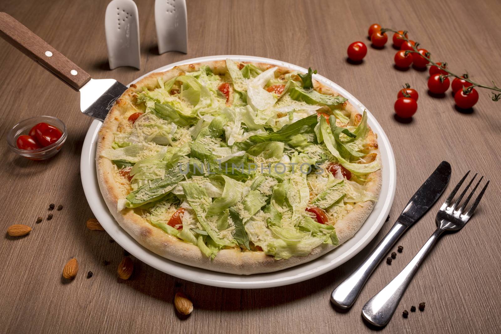 Caesar pizza thin cake, Caesar sauce, chicken fillet, tomatoes, mozzarella by 977_ReX_977