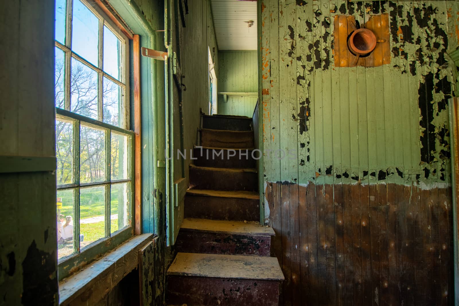 An uneven stairwell Inside an Old Building in Valley Forge National Historical Park